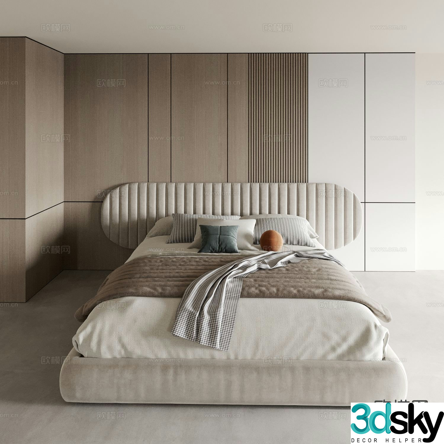 Double bed commercial bed hotel bed 3d model