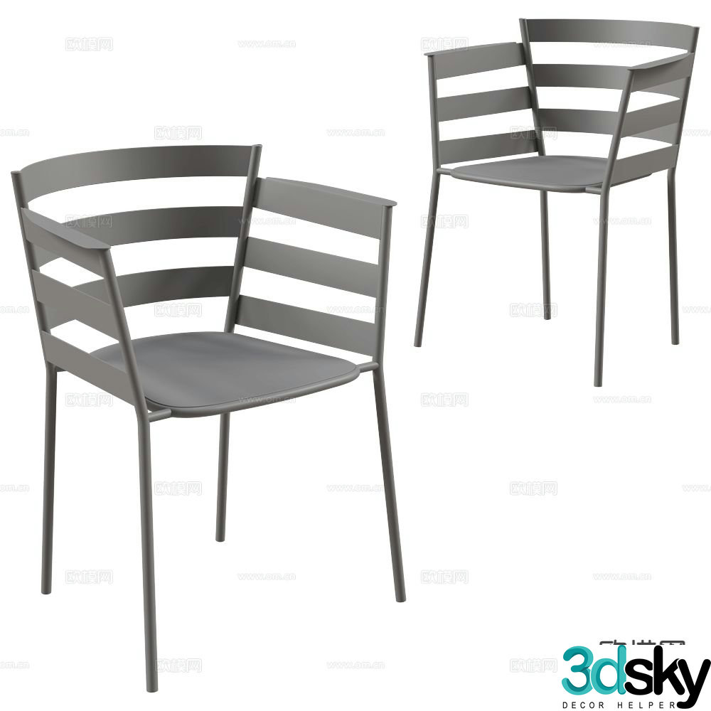 Fermob Nordic minimalist metal chair dining chair outdoor chair armchair 3d model