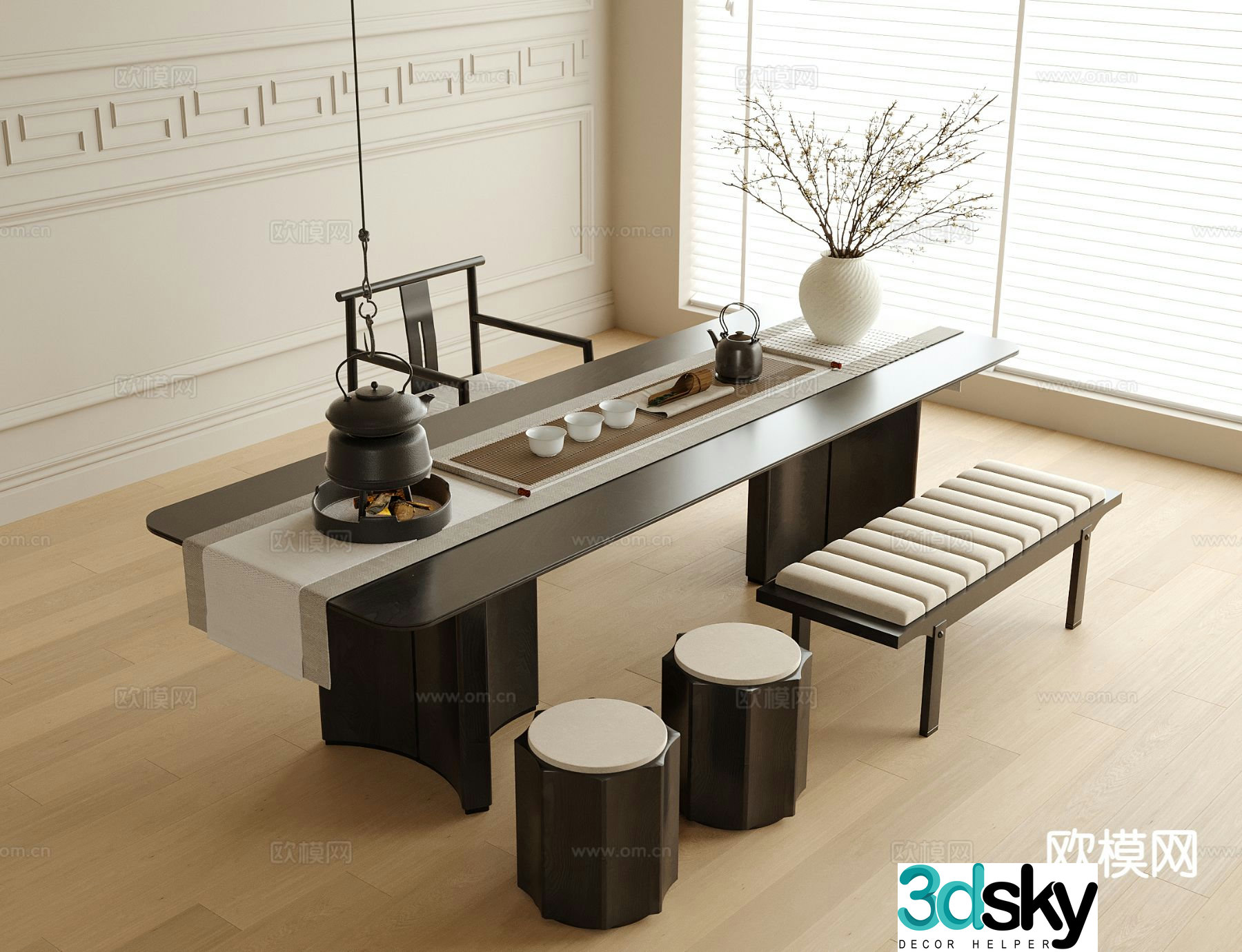 New Chinese style tea table tea table 3d model