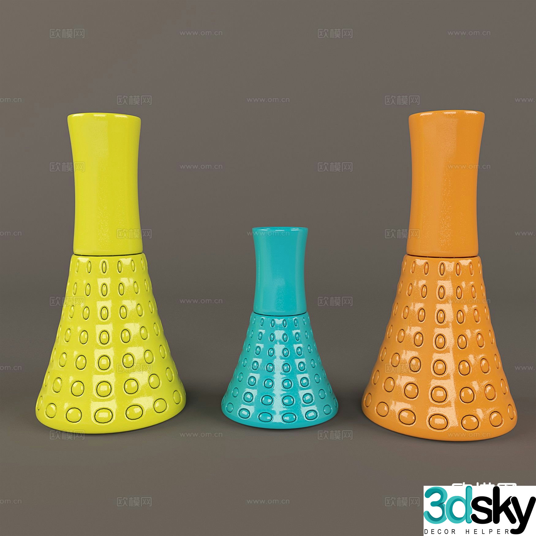 Nordic ornaments ceramics porcelain vase 3d model