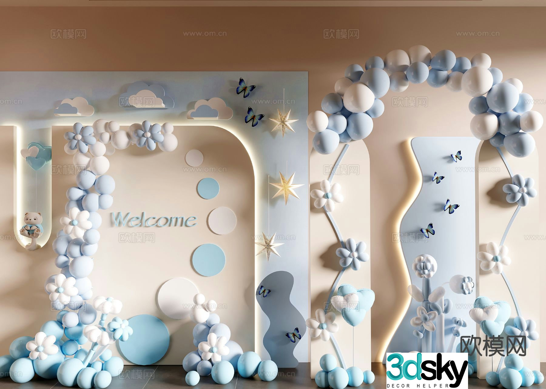Internet celebrity beauty balloon beauty 3D model