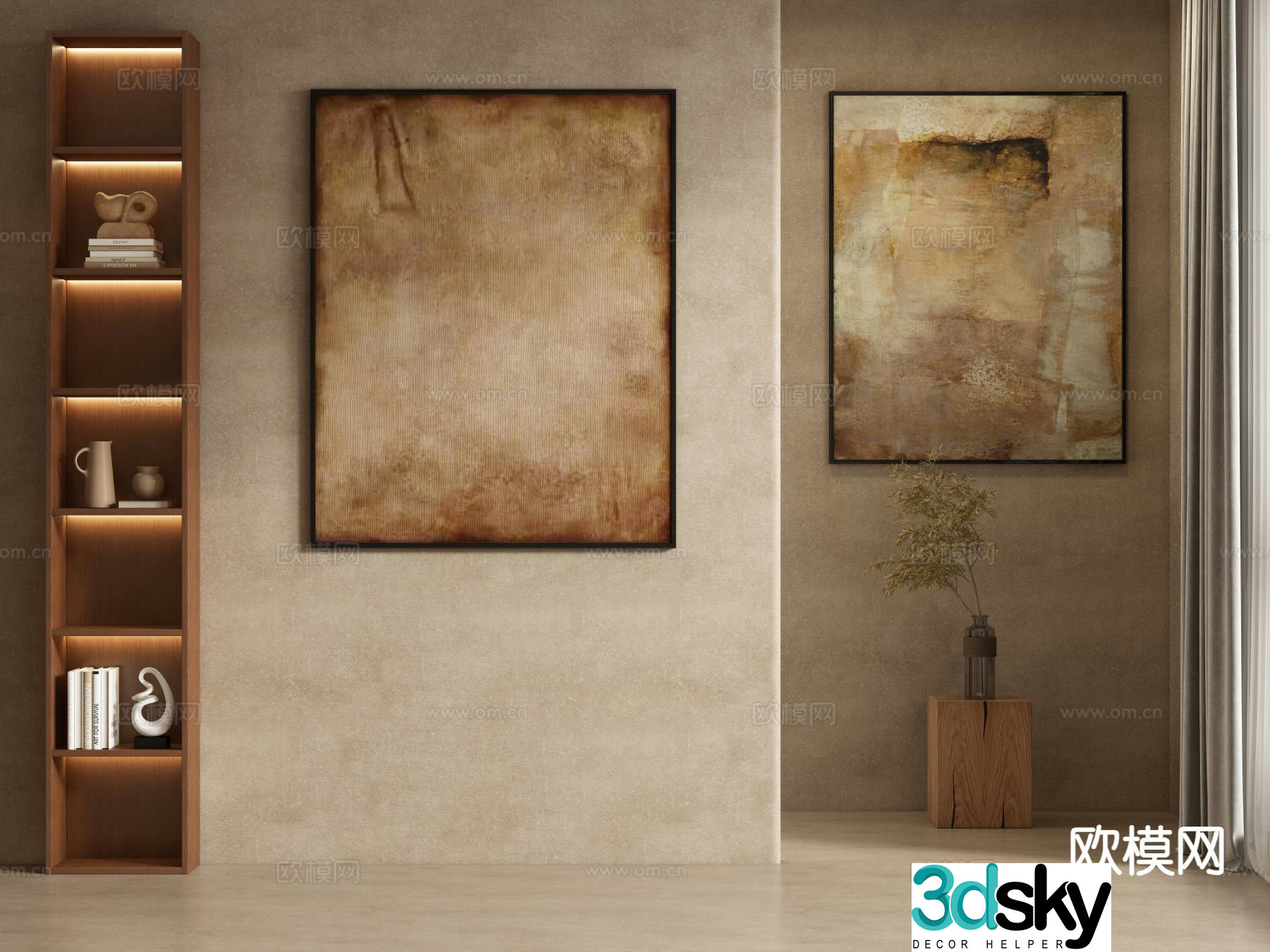 Medieval style decorative painting texture painting hanging painting 3D model