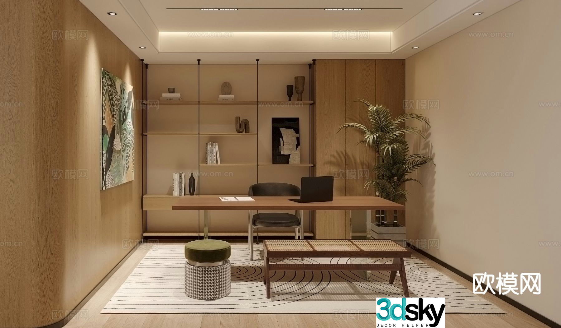 Modern villa study 3d model