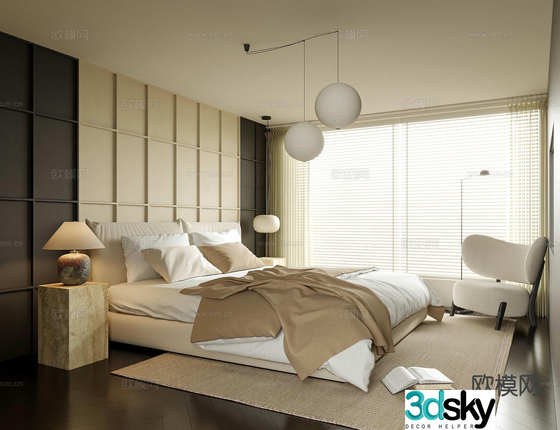 Modern bedroom master bedroom 3d model