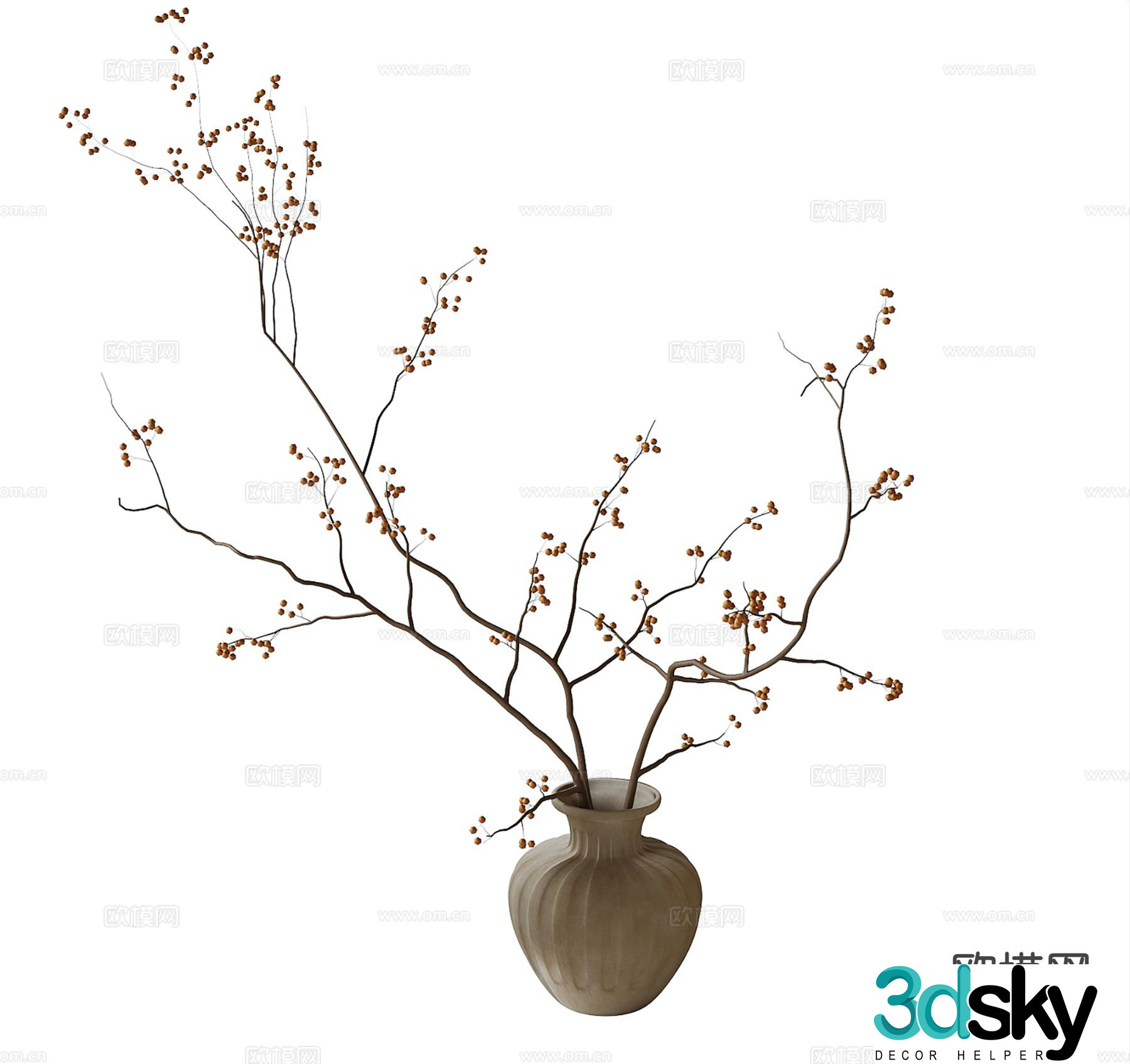 modern vase floral arrangement flower arrangement 3d model