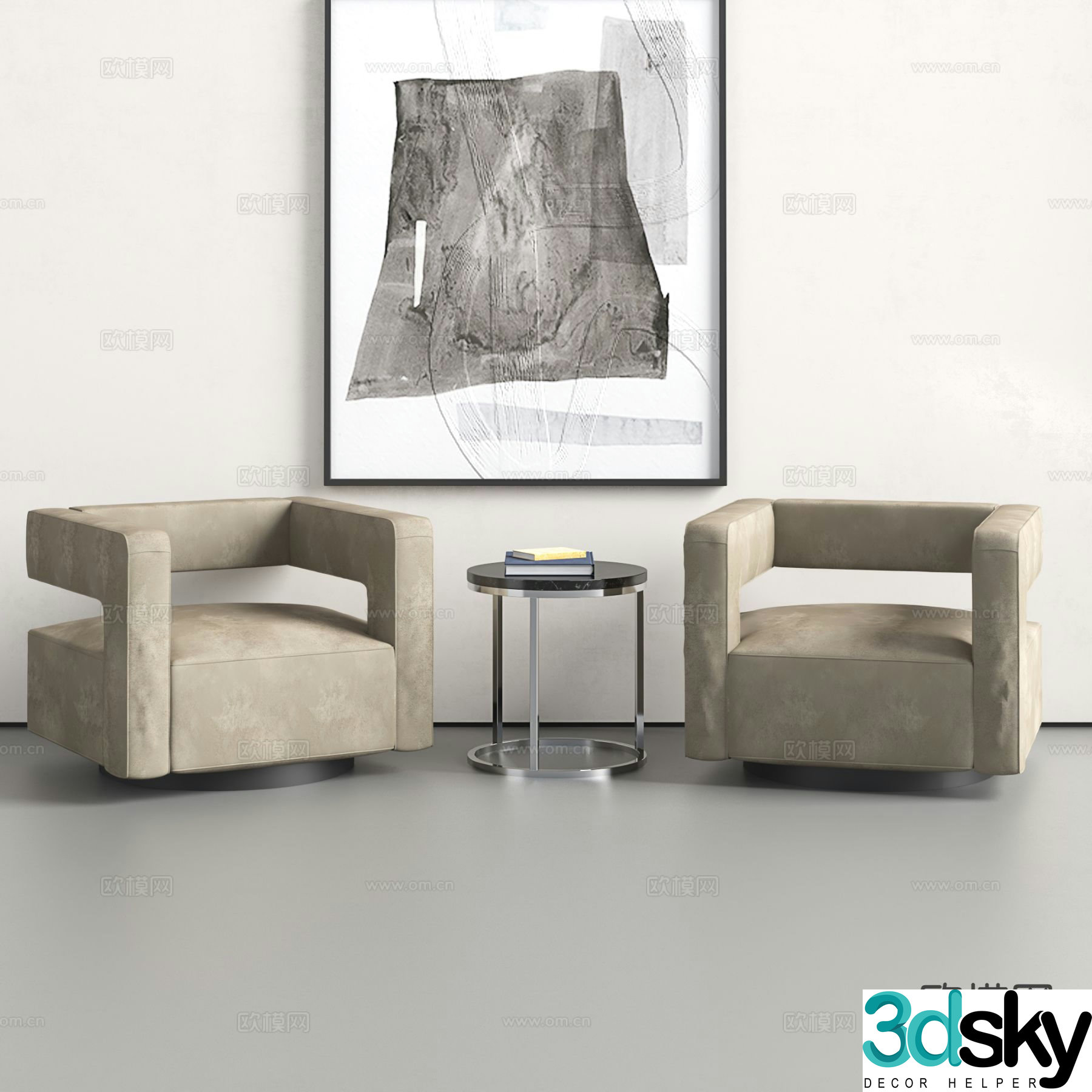 Modern single sofa fabric sofa 3d model