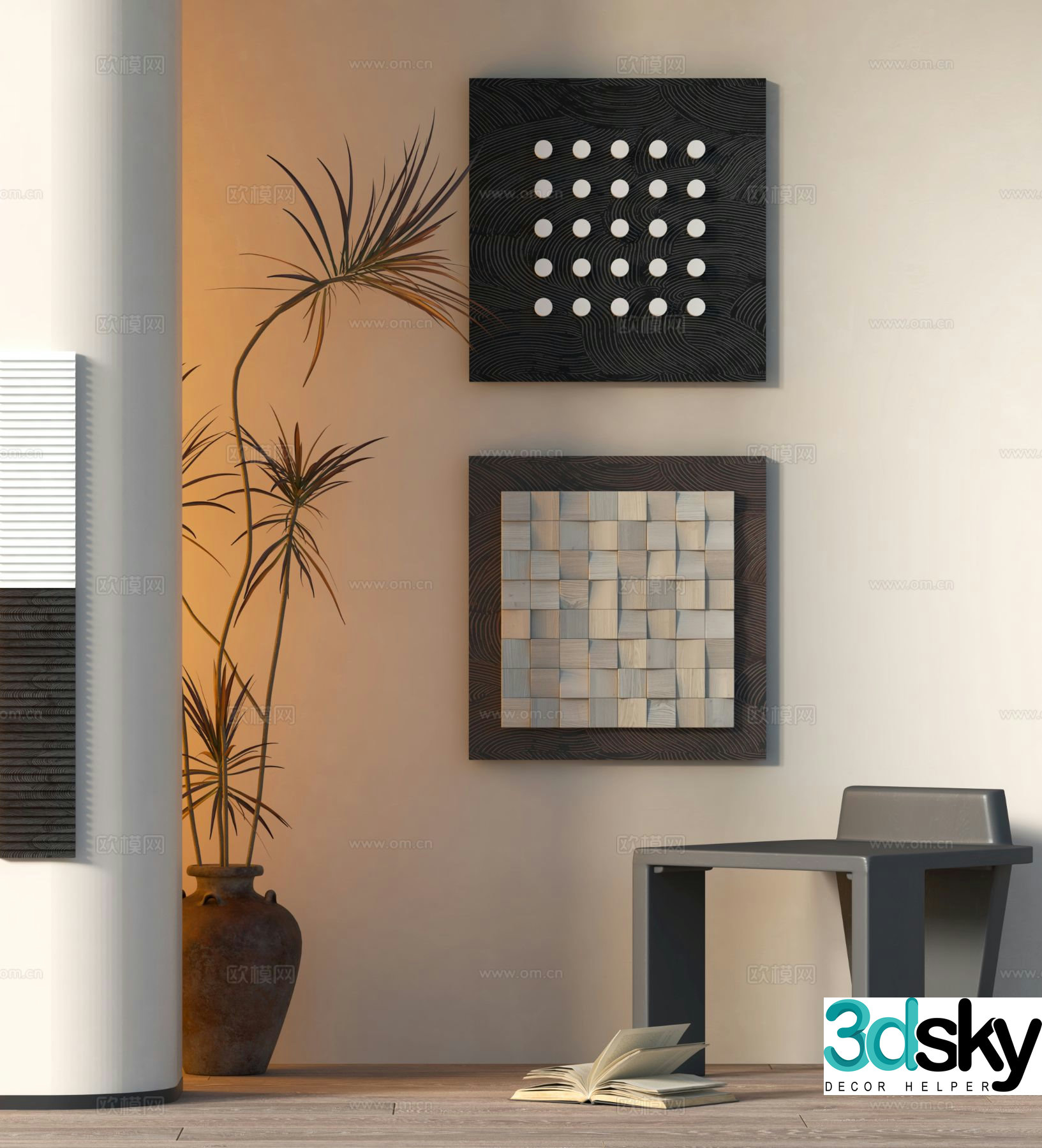 Wabi-sabi painting texture painting decorative painting hanging painting 3D model