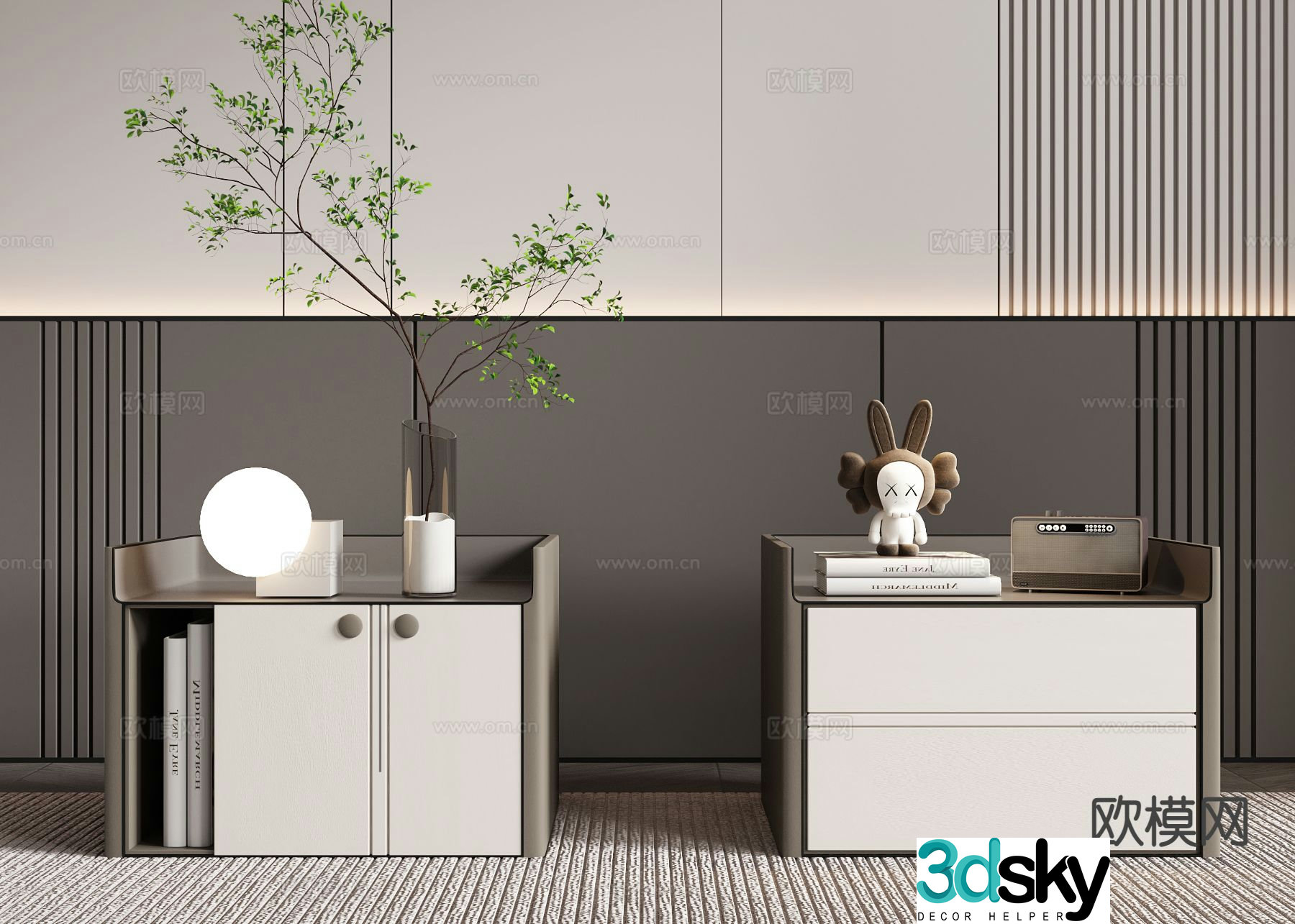 Modern bedside table 3d model