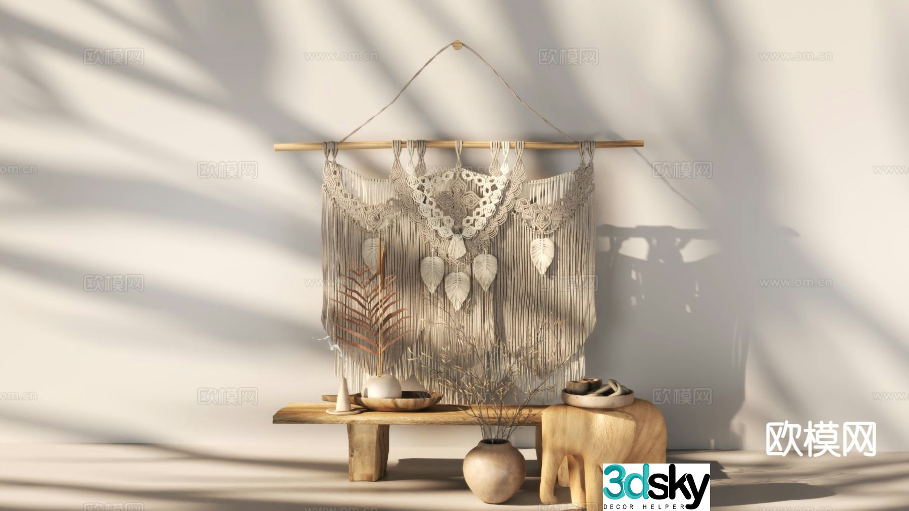Wabi-sabi pendant wall decoration 3D model
