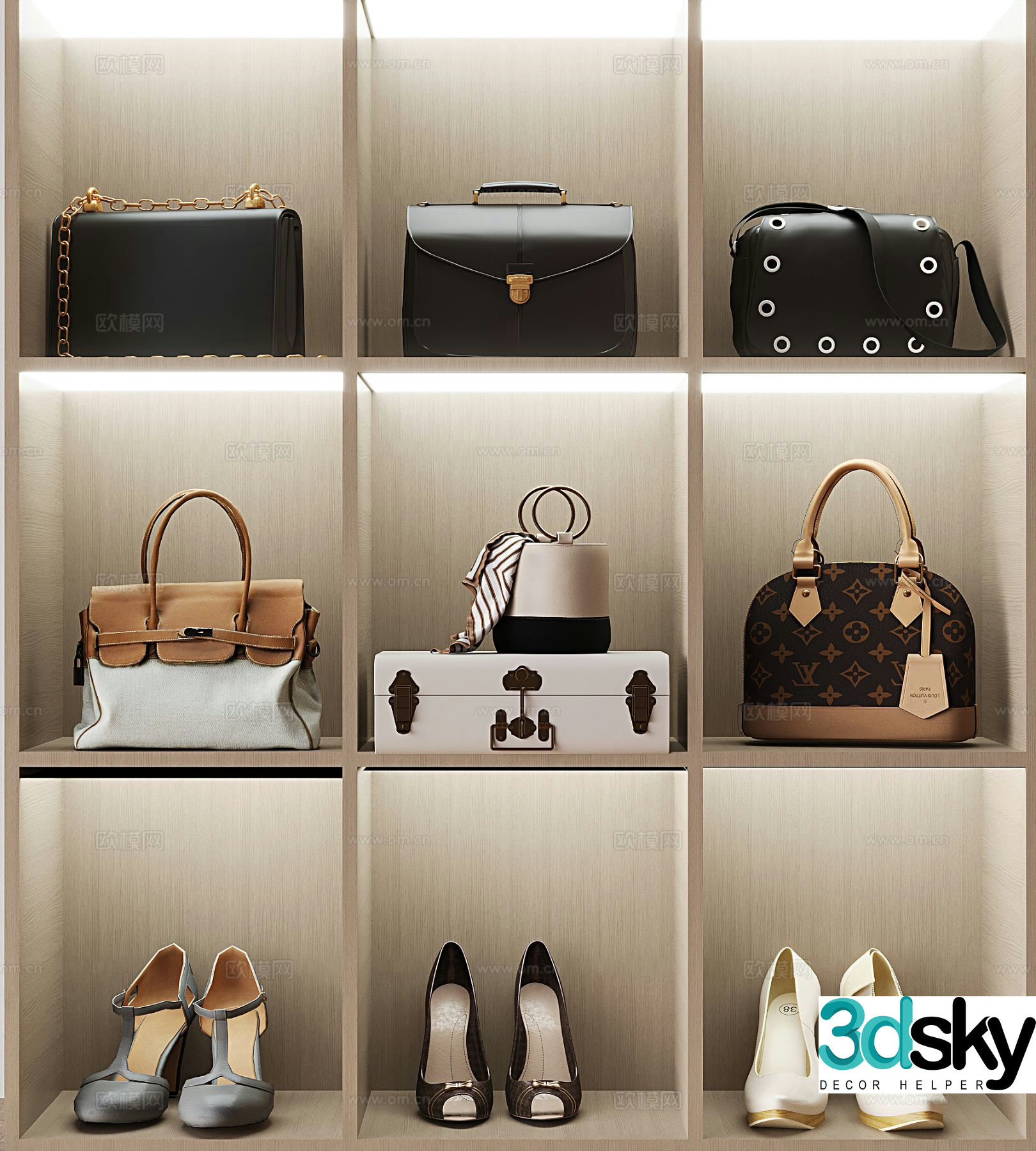 Bags luggage handbags shoulder bags ladies leather bags 3d model