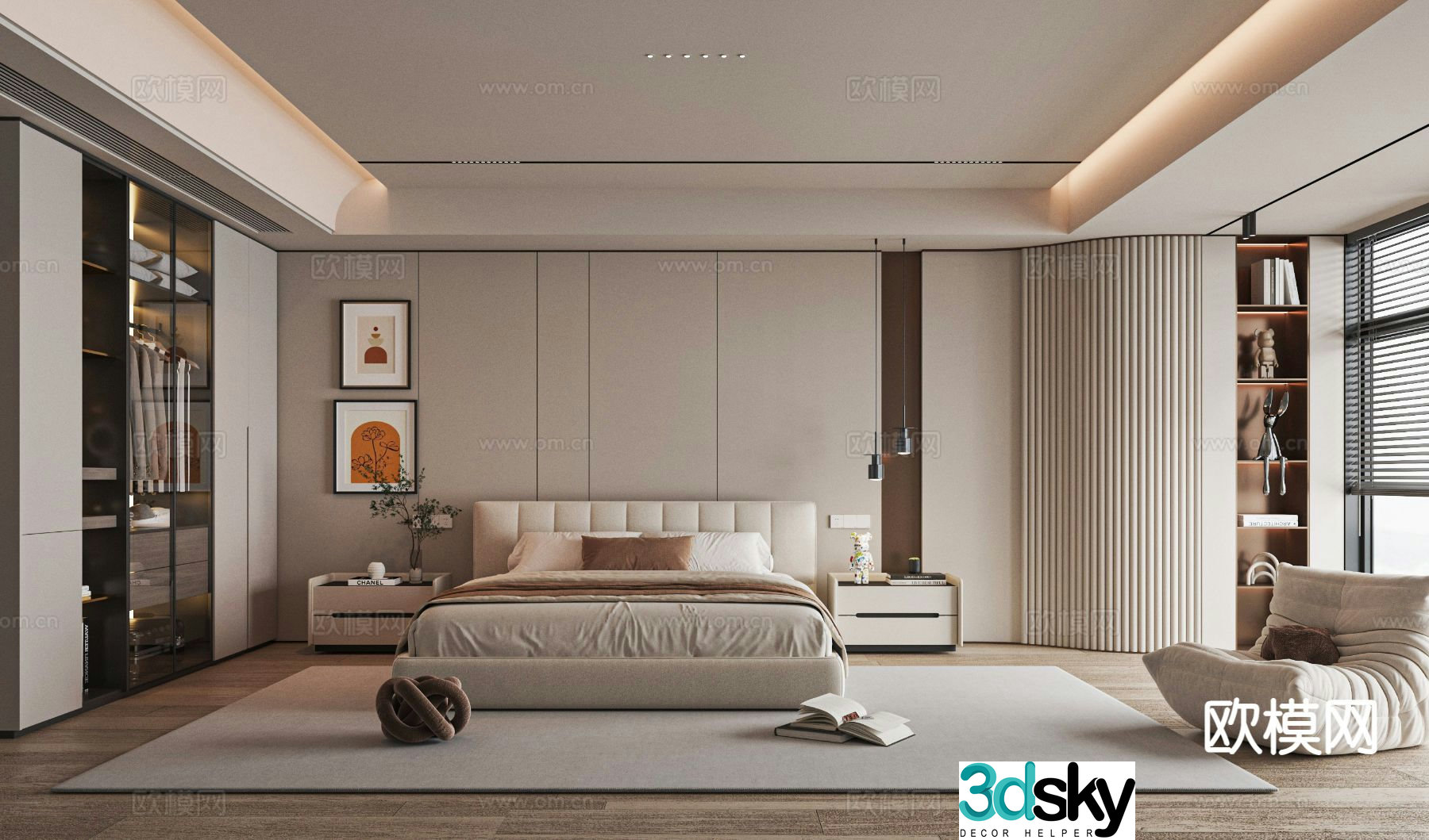 Modern bedroom master bedroom 3d model