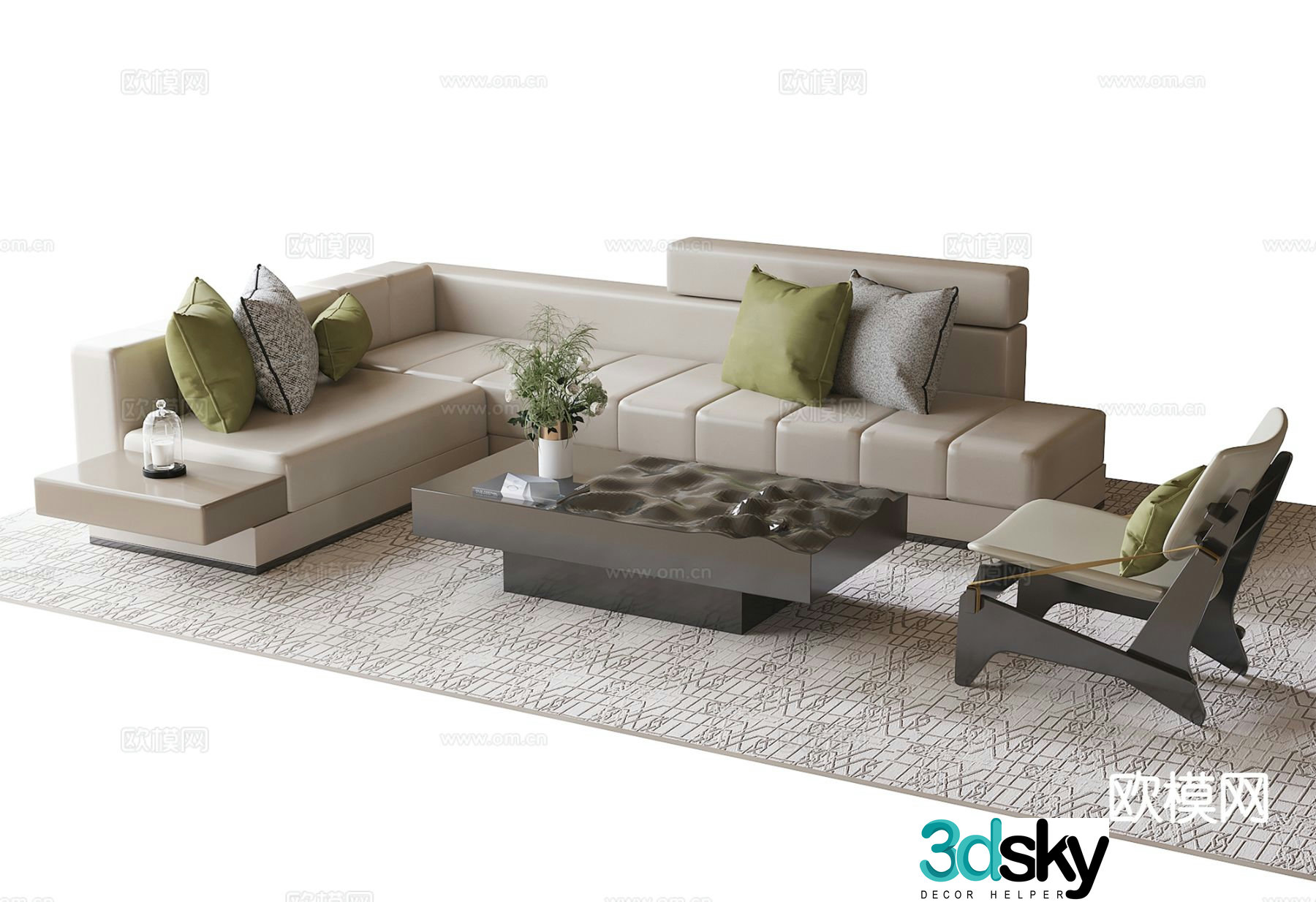 Modern negotiation sofa reception sofa modular sofa 3d model