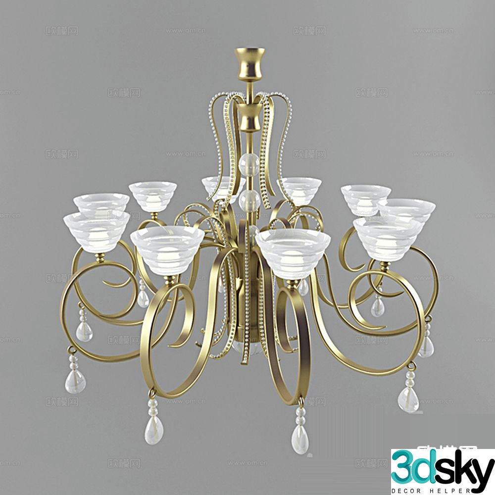 European crystal chandelier 3d model