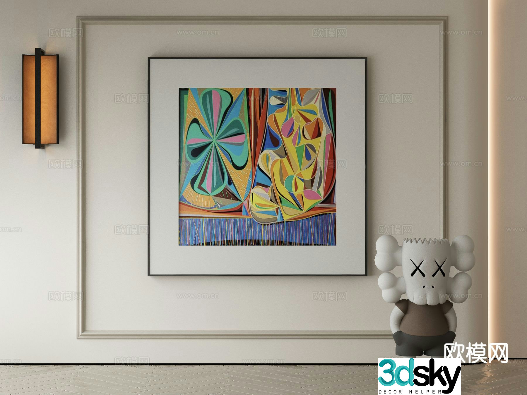Modern decorative painting abstract painting 3d model