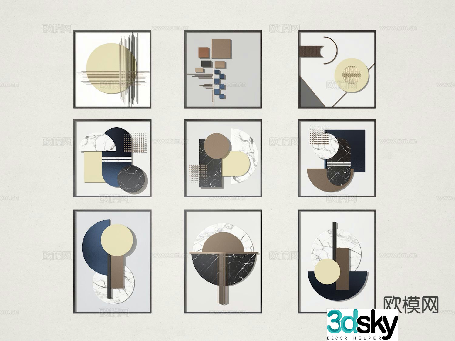 Art hanging painting abstract painting 3d model