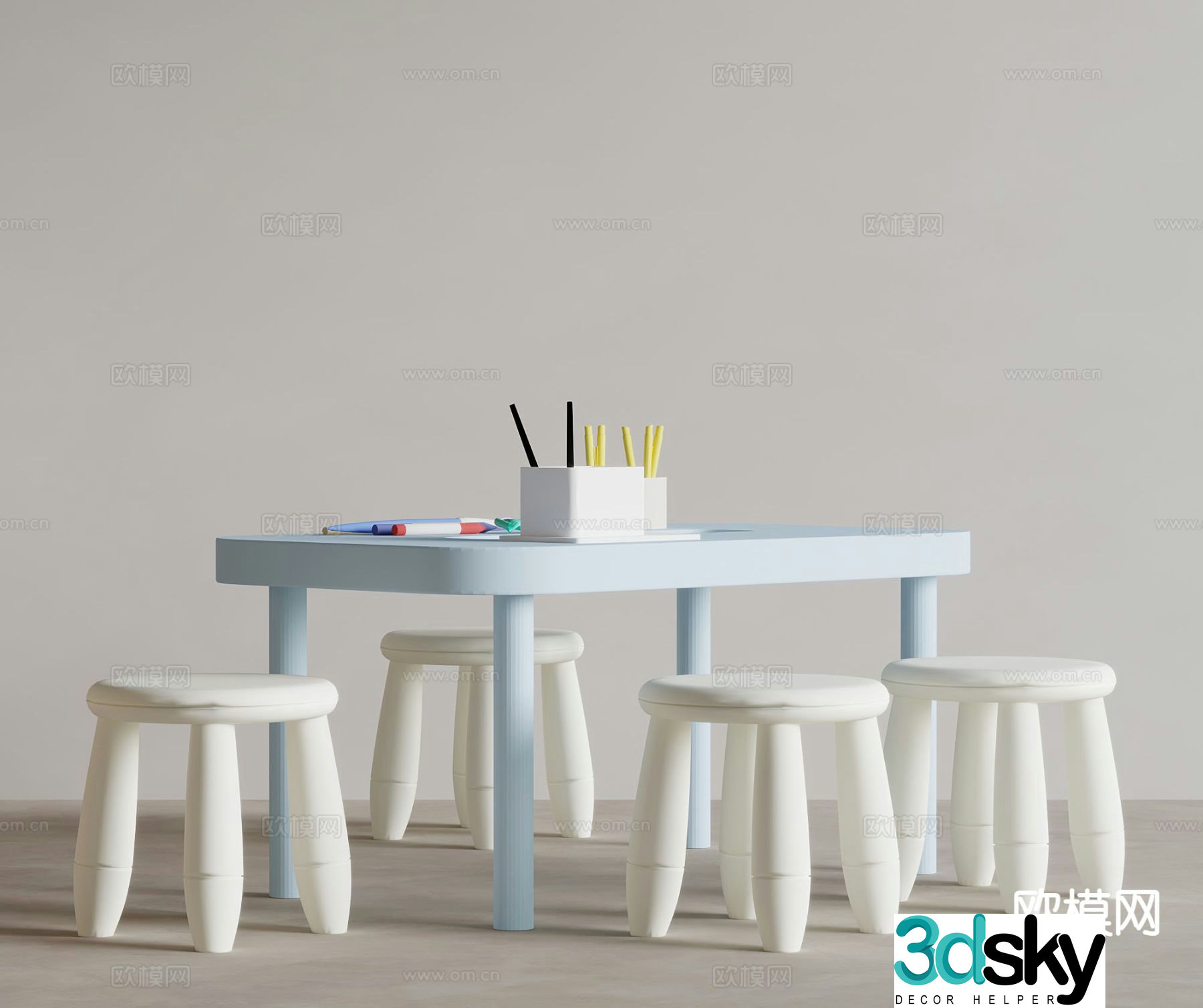 Modern children’s table and chair 3d model