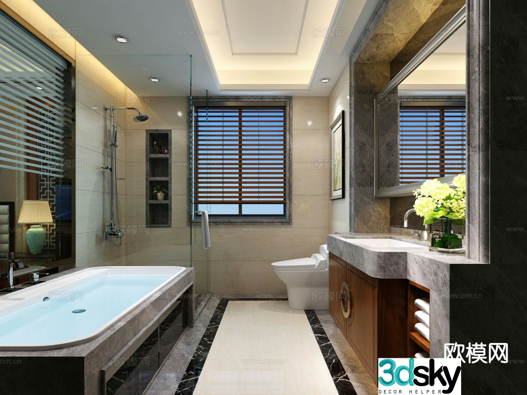New Chinese style bathroom 3d model