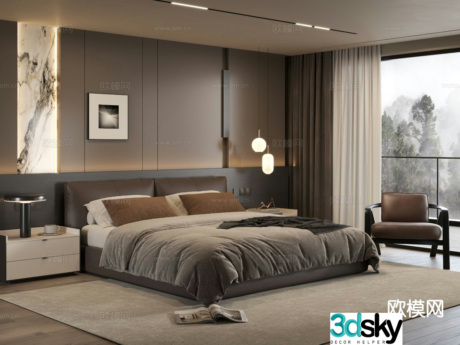 Italian style bedroom master bedroom 3d model