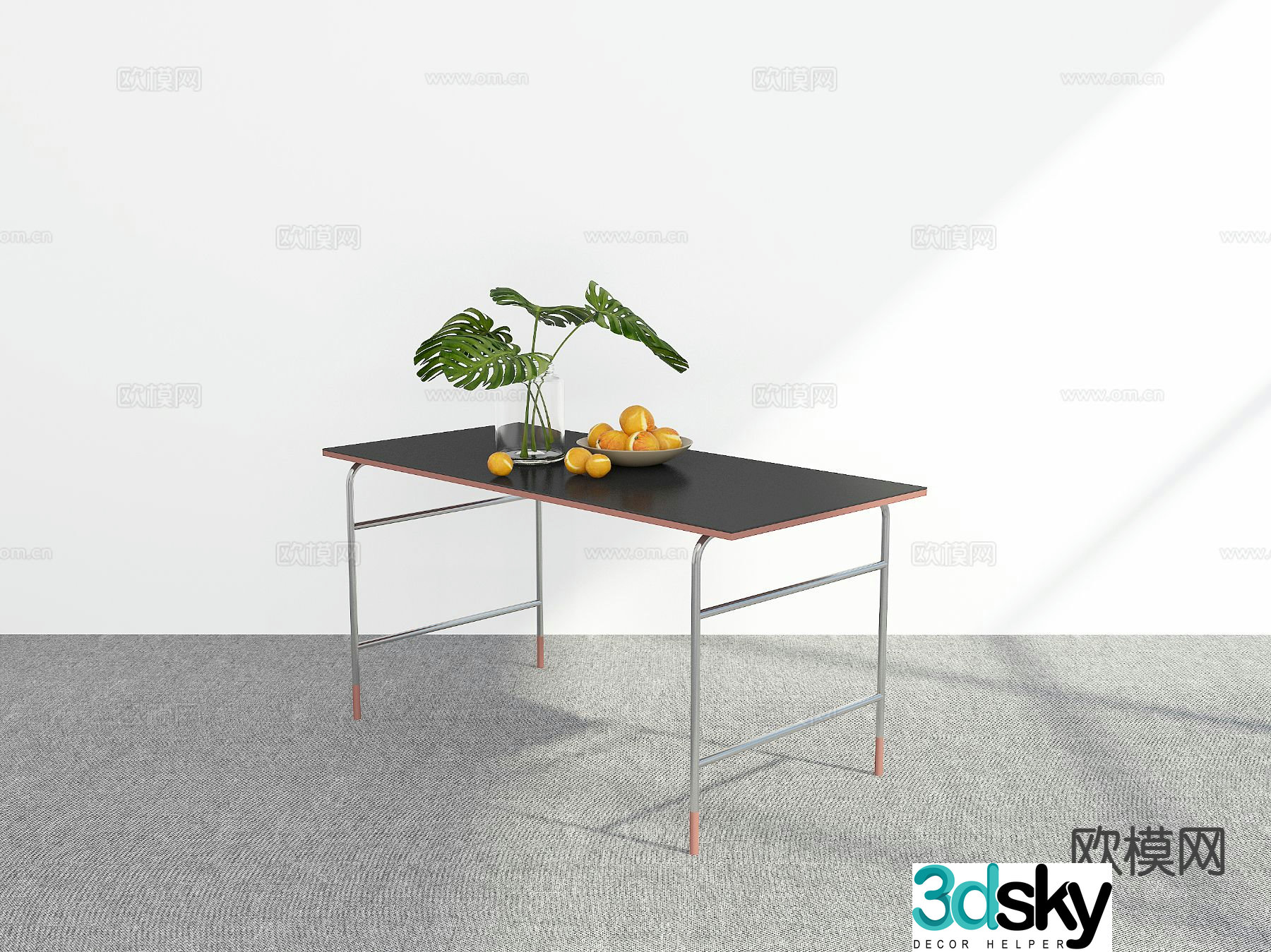 Modern simple dining table 3d model