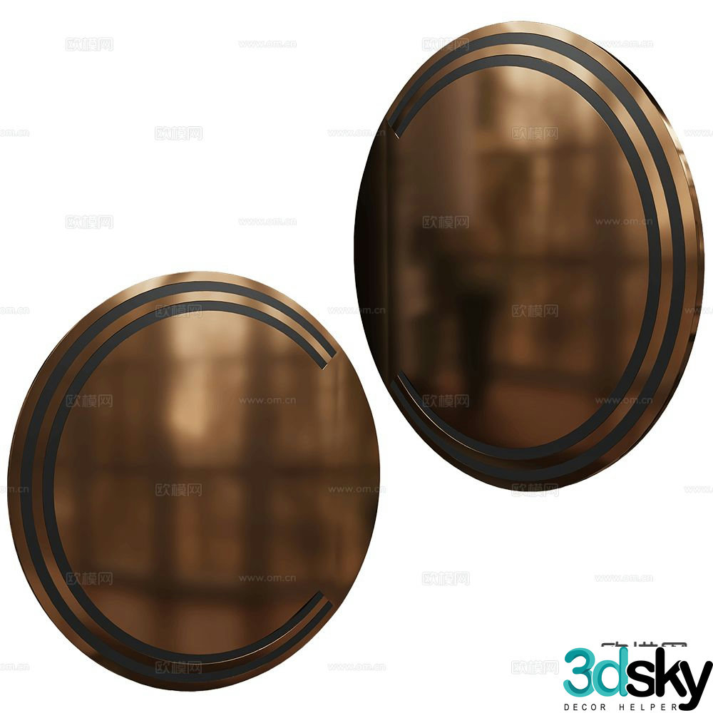 CPRN Medieval style decorative bronze mirror hanging mirror 3D model