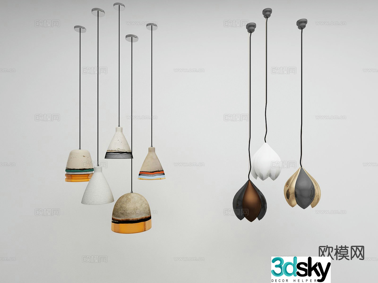 Wabi Sabi small chandelier bedside small chandelier 3d model