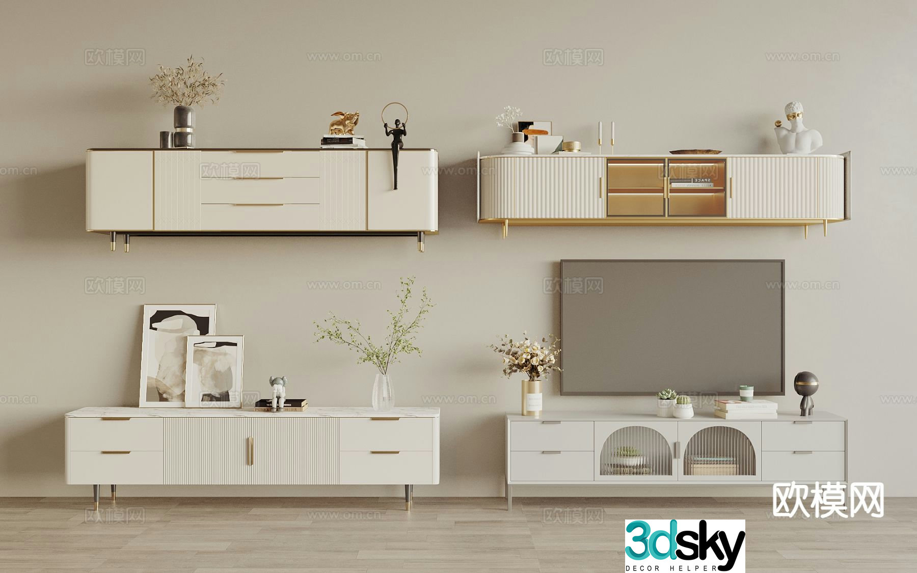 French TV cabinet 3d model