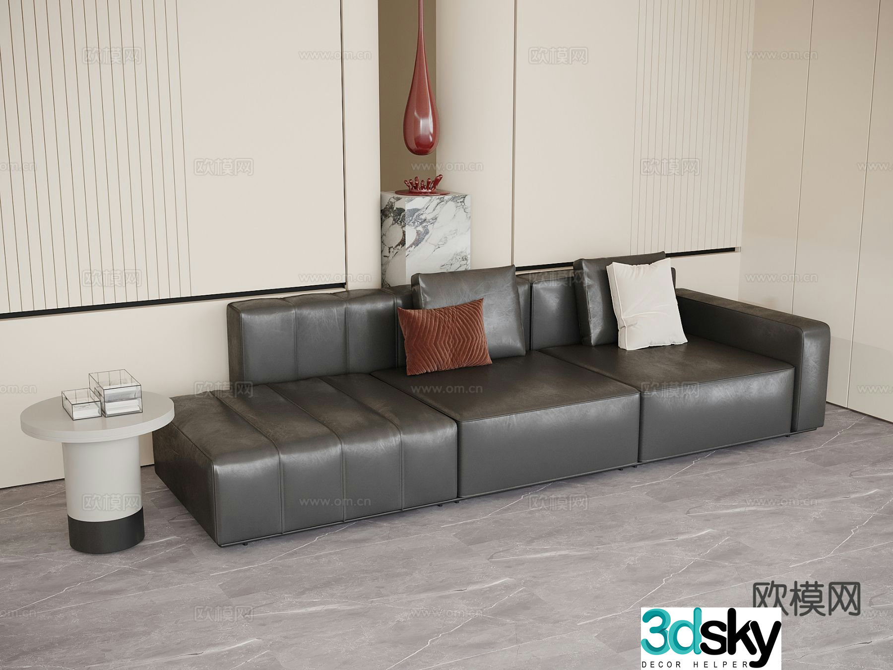Modern office sofa leather sofa 3d model
