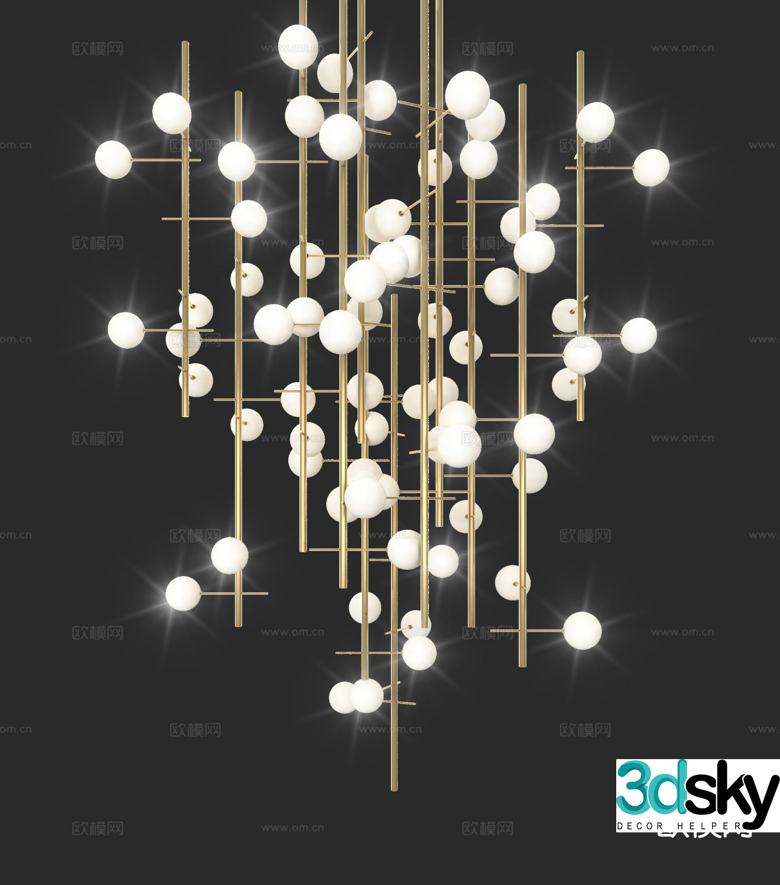 Modern decorative lamp multi-head chandelier 3d model
