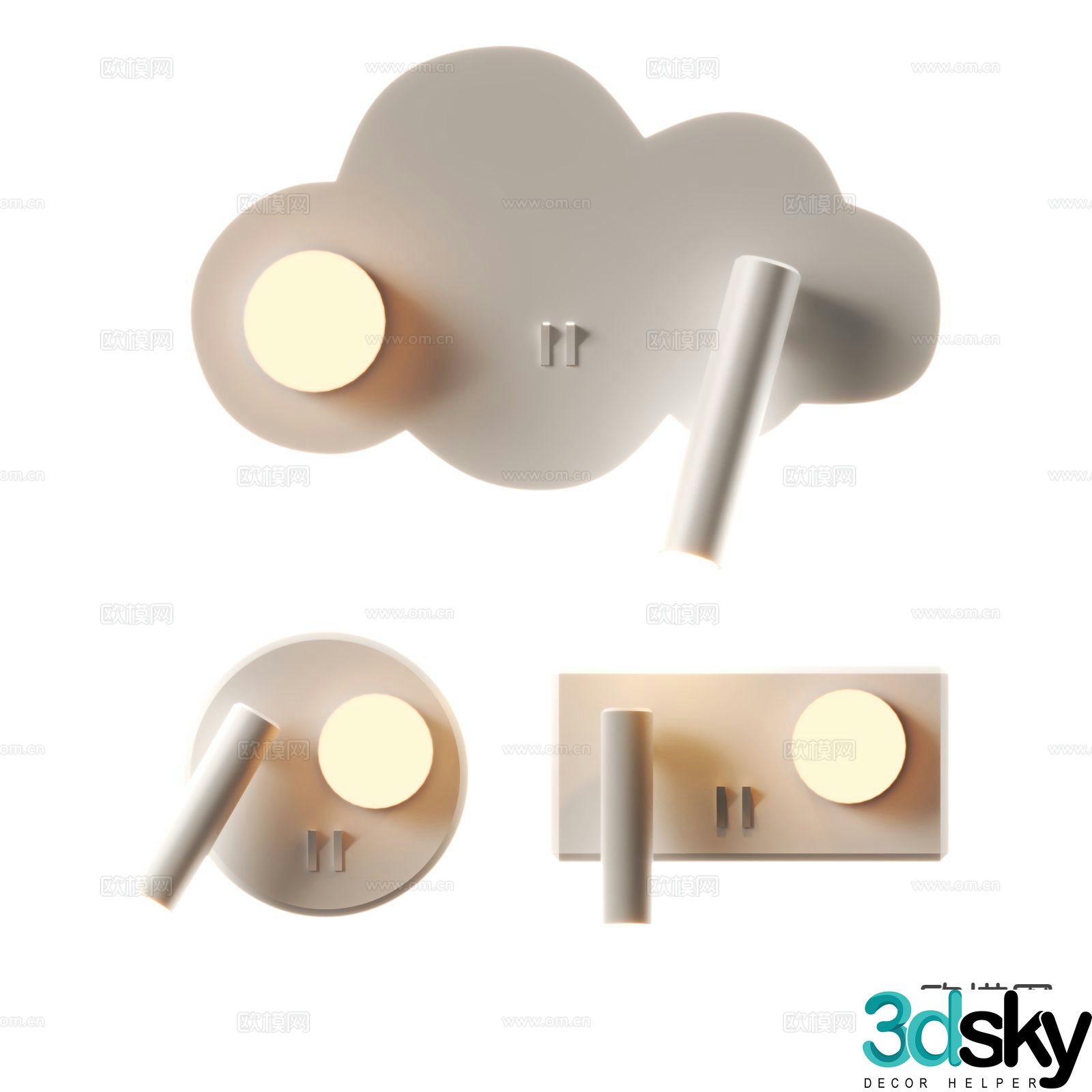 Cloud wall lamp personalized wall lamp creative wall lamp 3D model