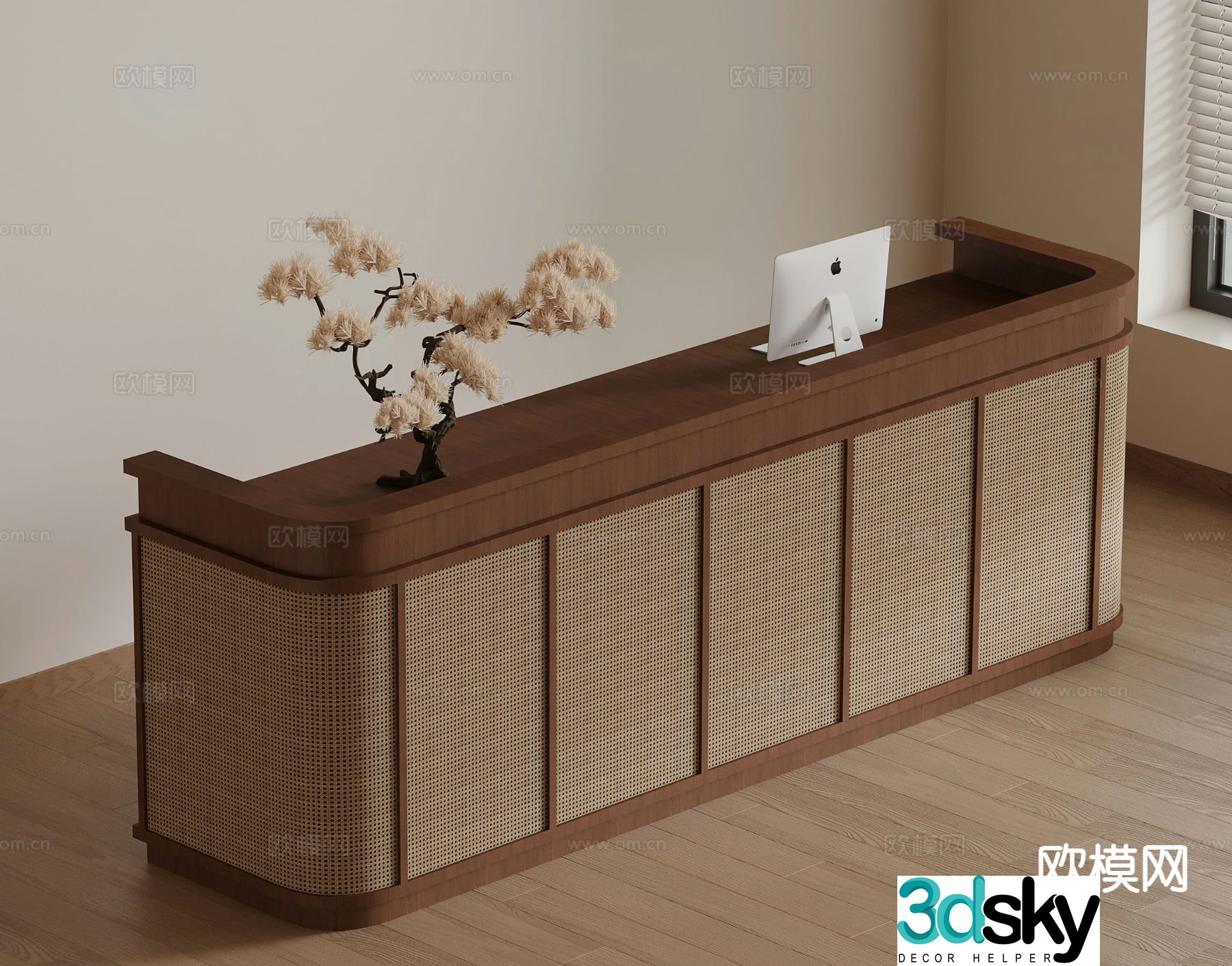 Wabi-sabi style reception desk 3D model