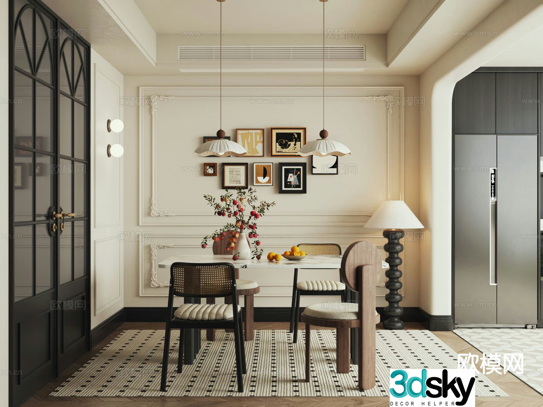 French retro restaurant 3d model