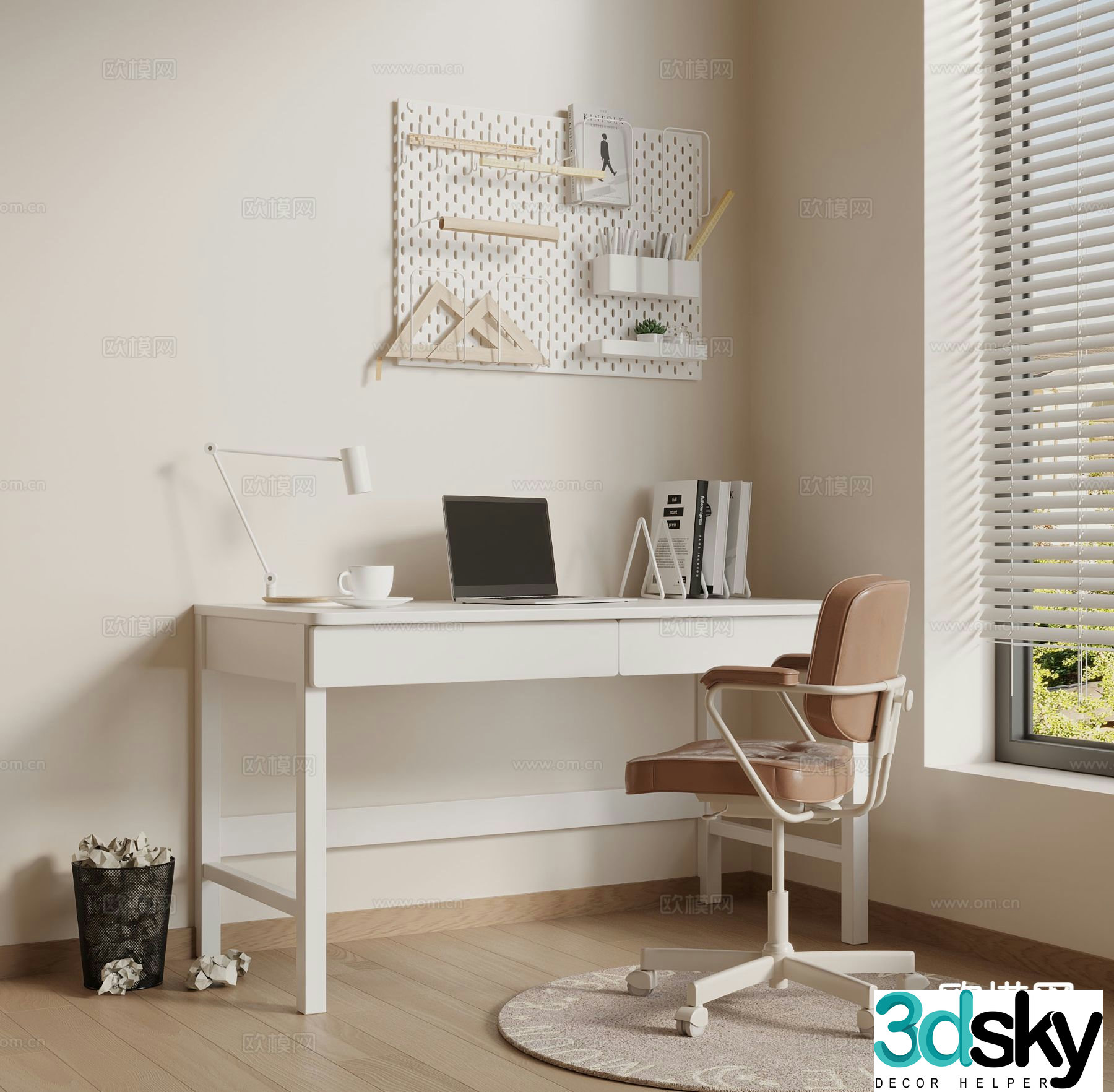 modern desk desk 3d model
