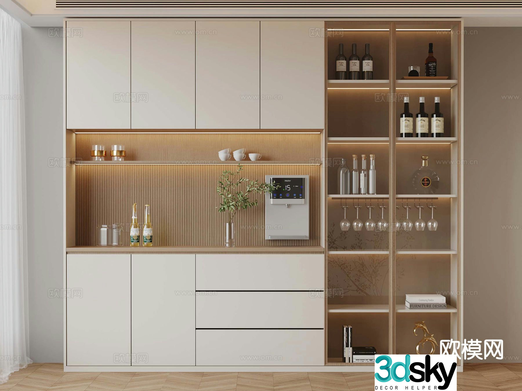 Modern wine cabinet sideboard 3d model