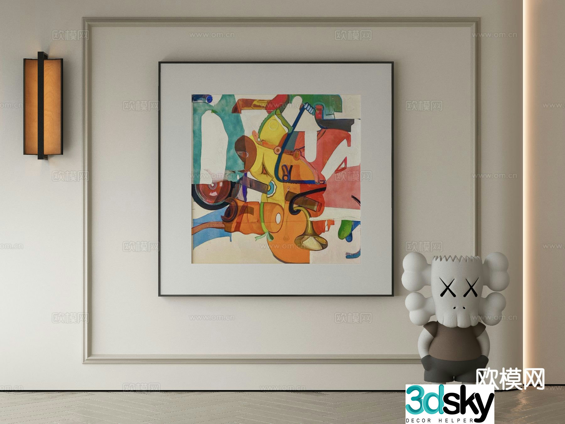 Modern decorative painting abstract painting colorful hanging painting 3d model