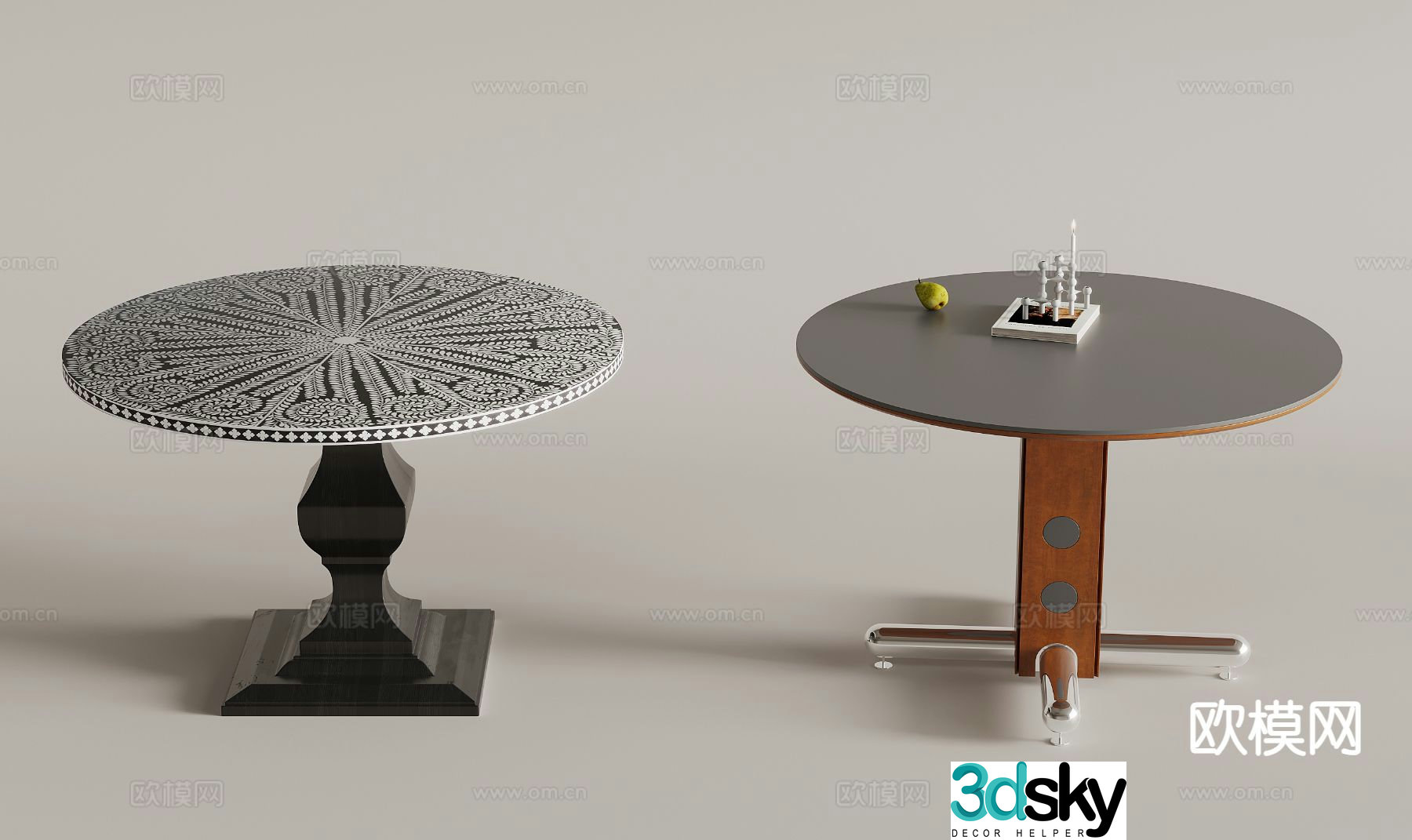 Medieval style round dining table 3D model of round table