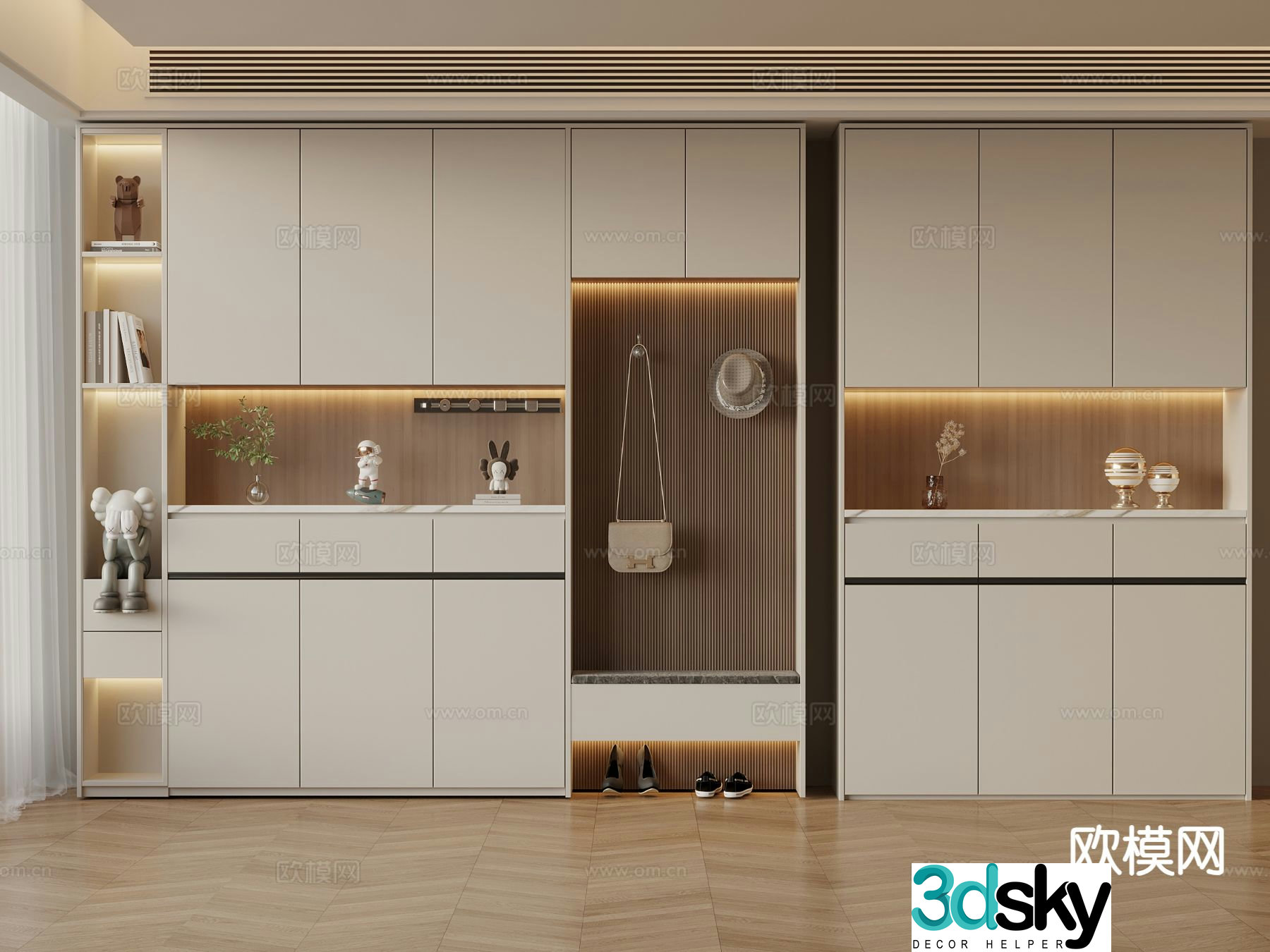 Modern entrance shoe cabinet 3d model
