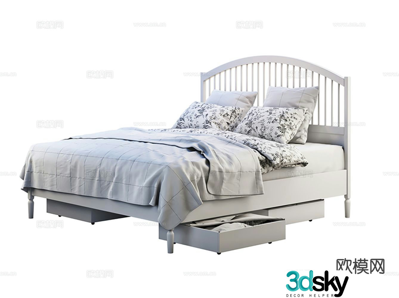 Modern double bed 3d model