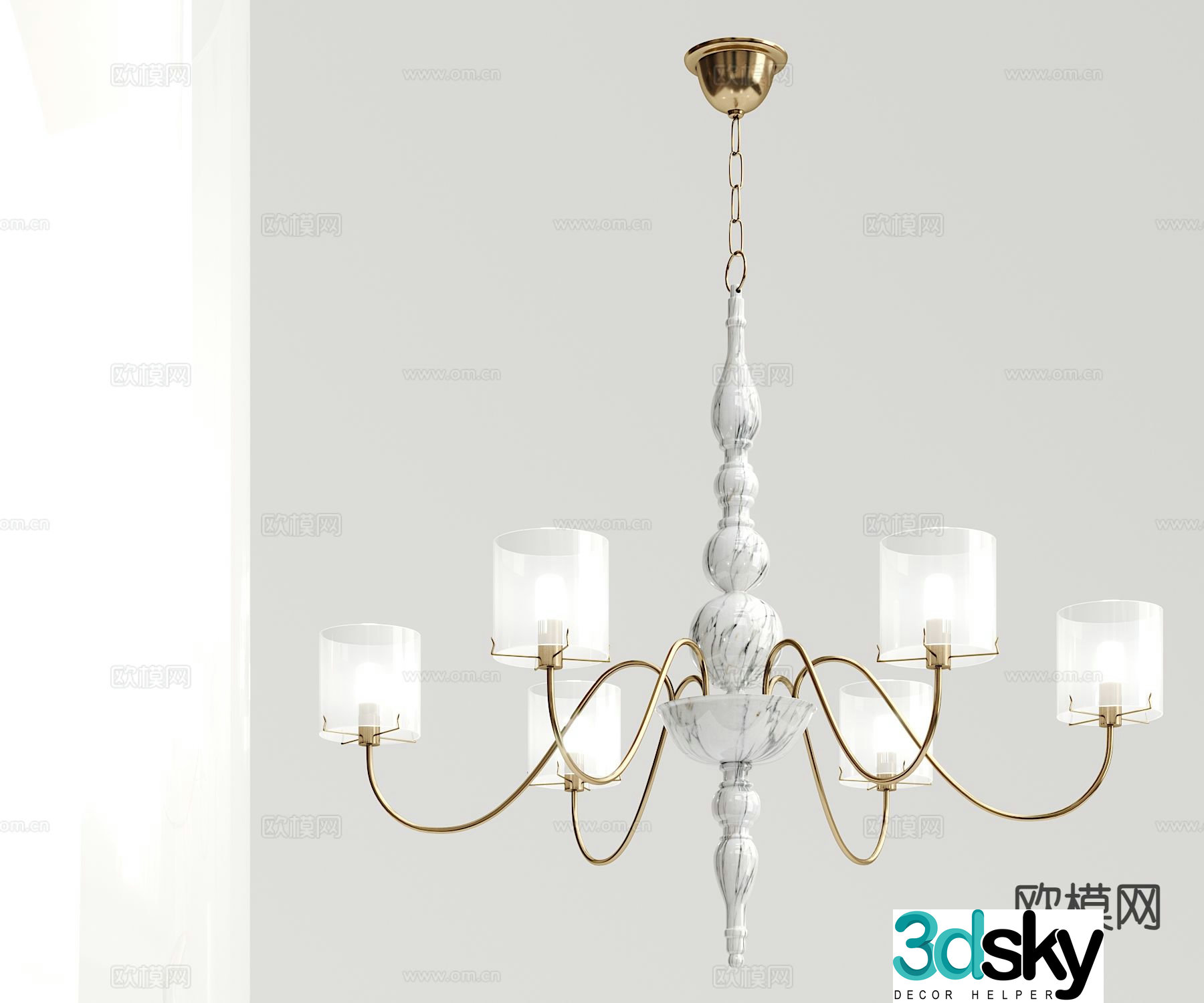 Simple European chandelier 3d model