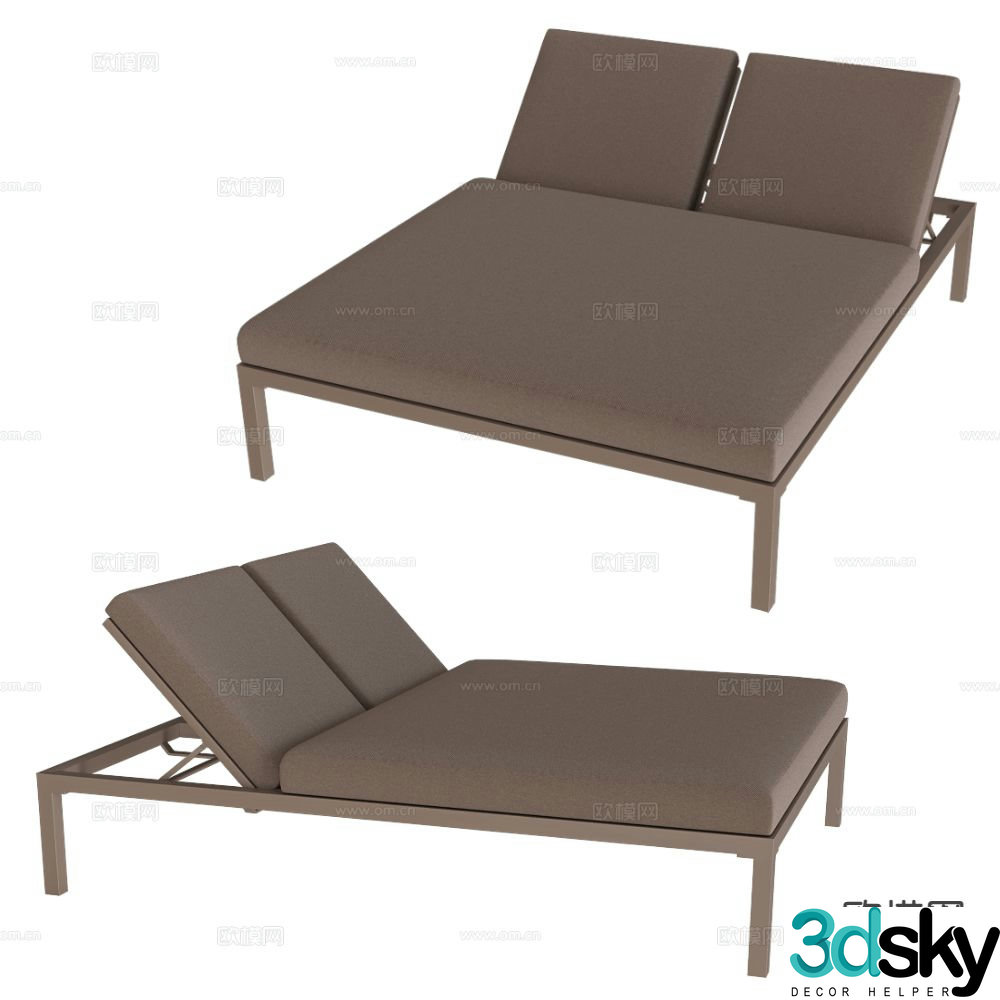 Sifas double chaise lounge bed 3d model