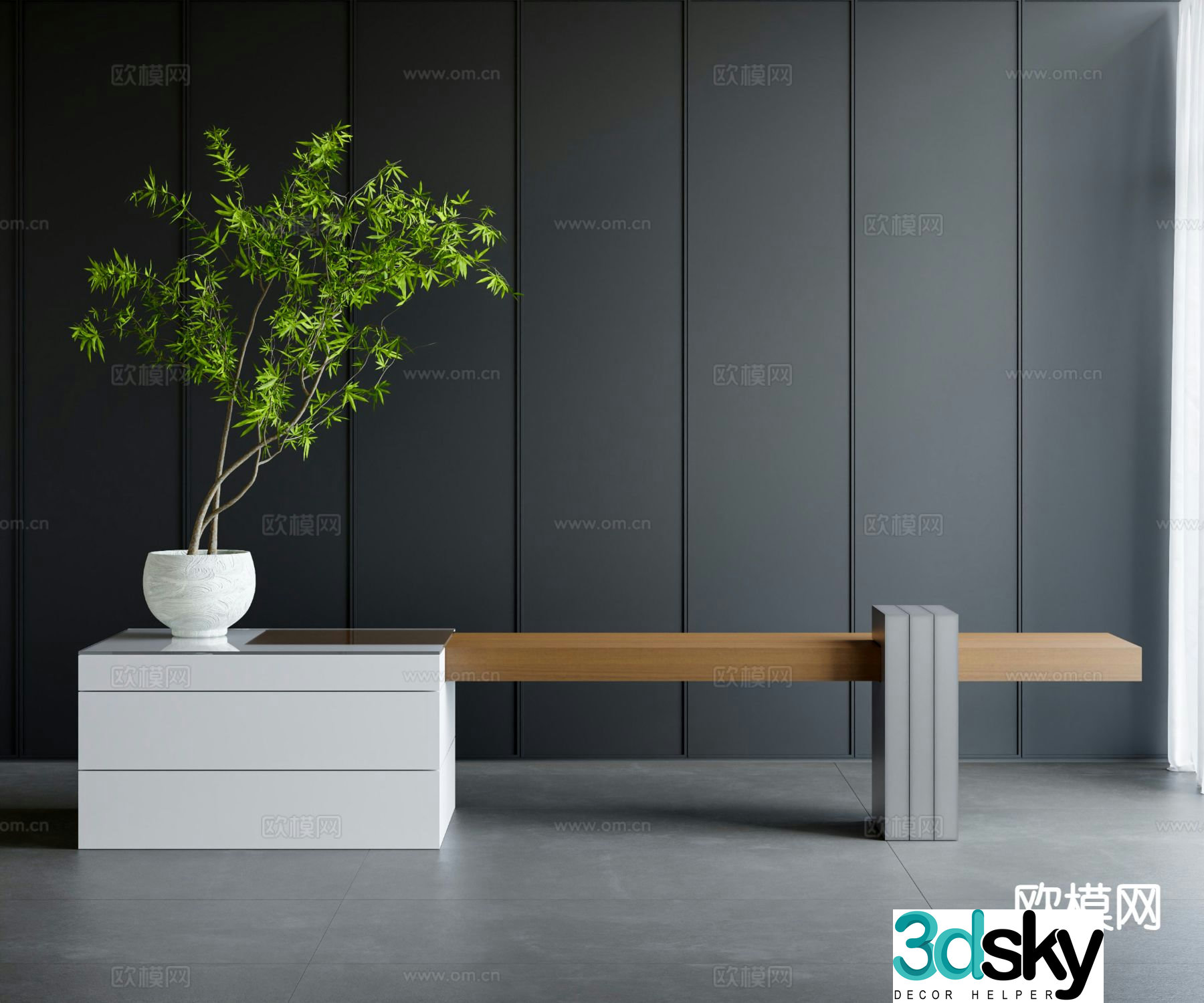 Modern bench bench landscape bench 3d model