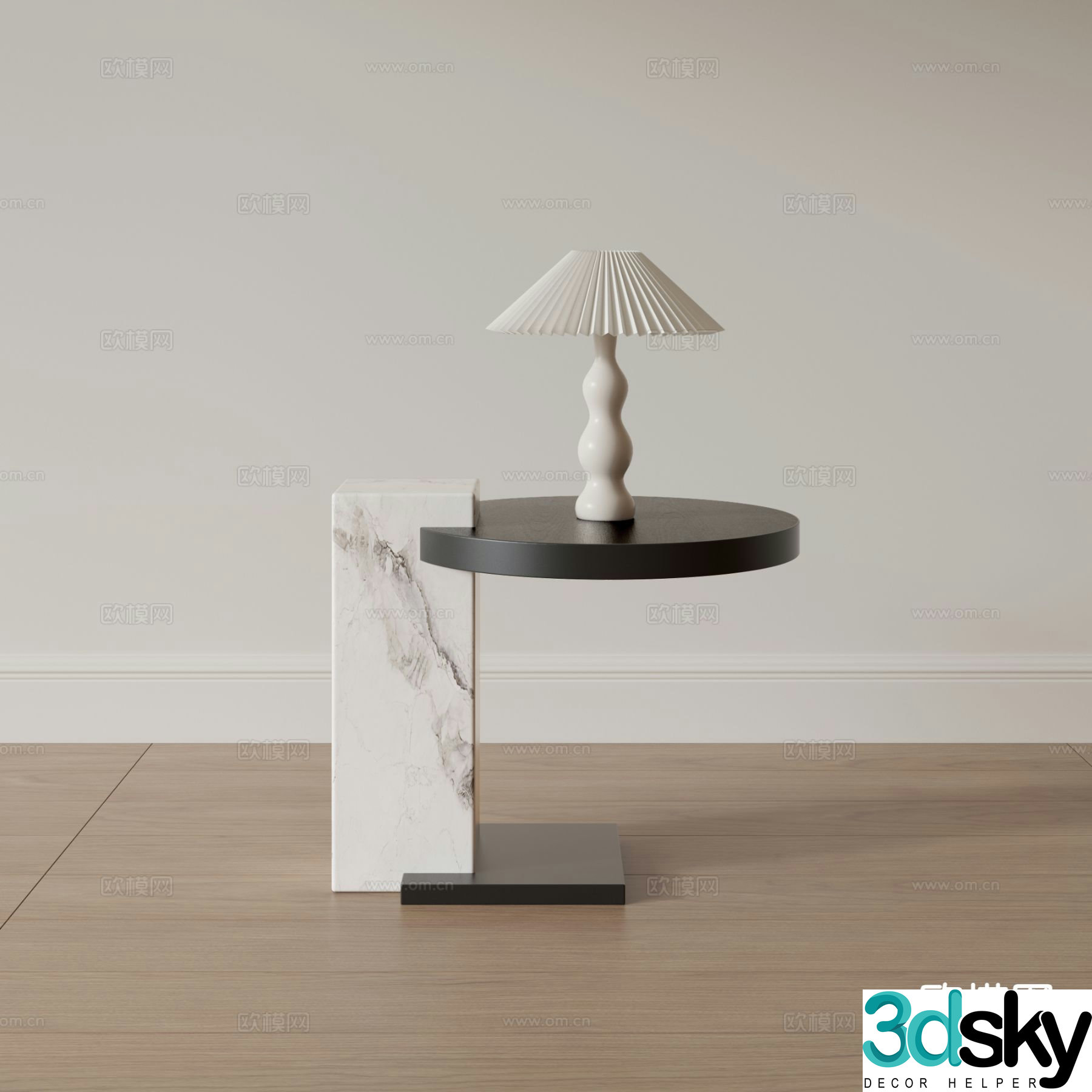 Italian corner table round table side table 3D model