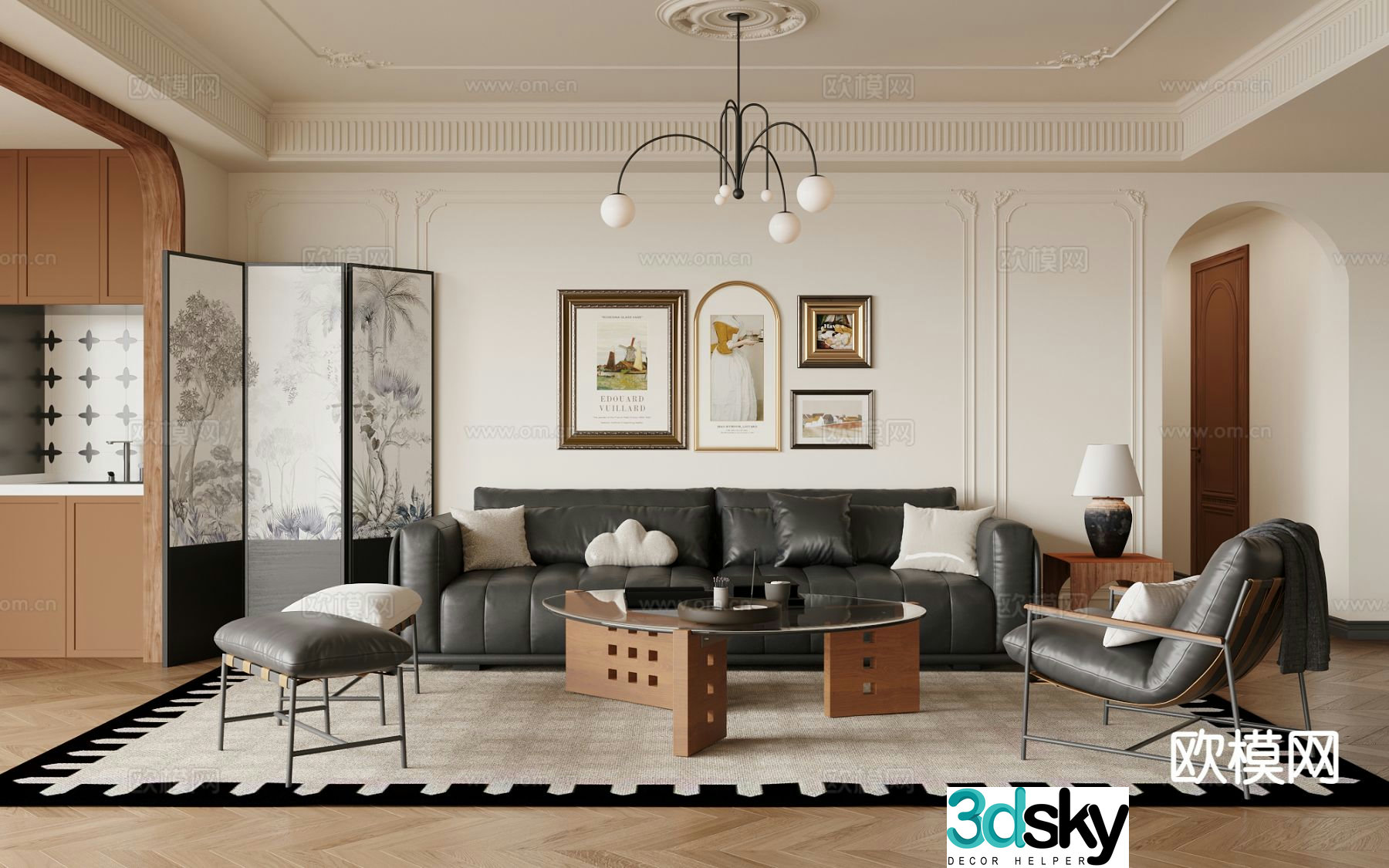 Medieval style living room 3D model
