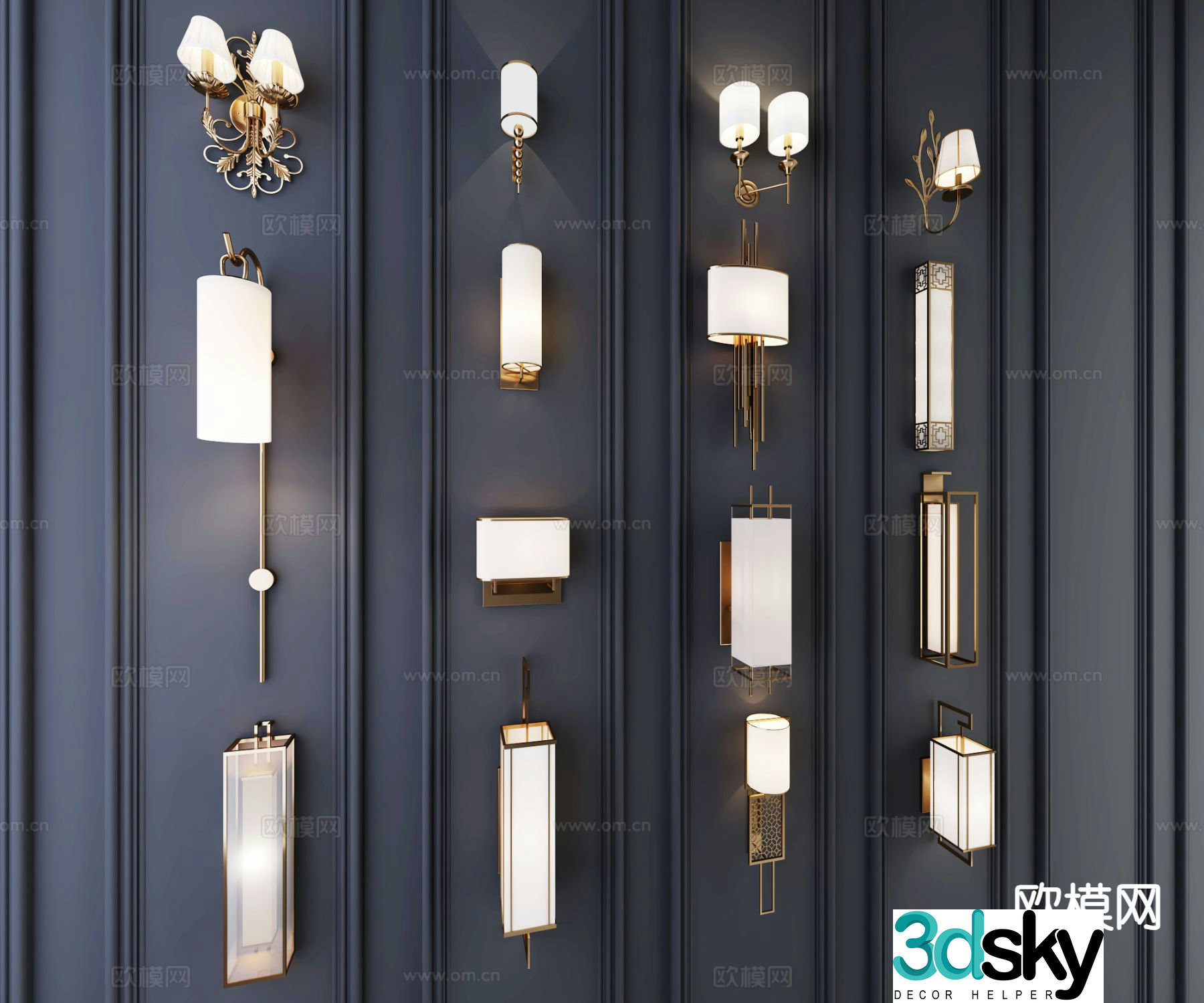 New Chinese style wall lamp 3d model