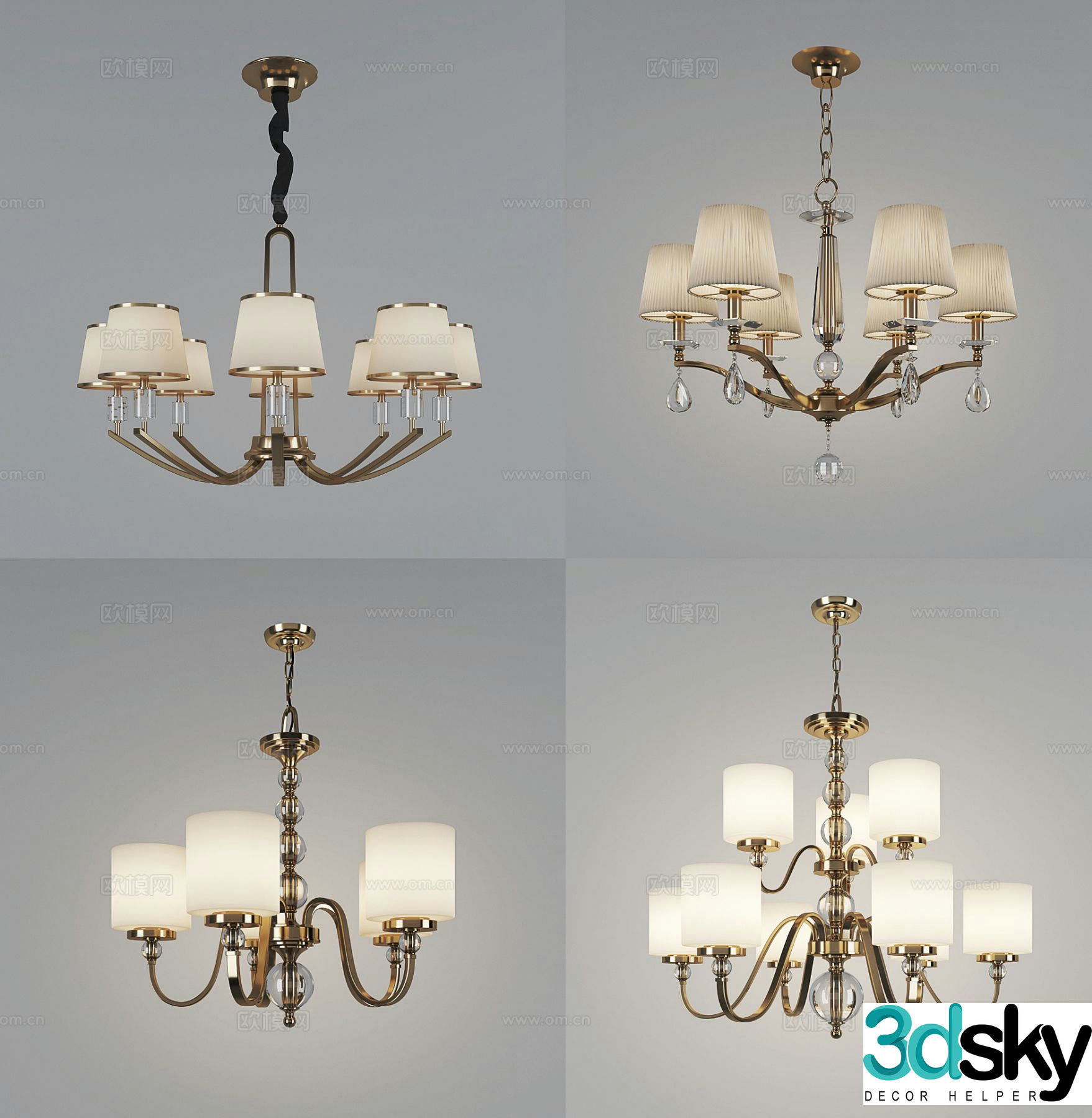 Simple European chandelier crystal chandelier simple European modern chandelier 3d model