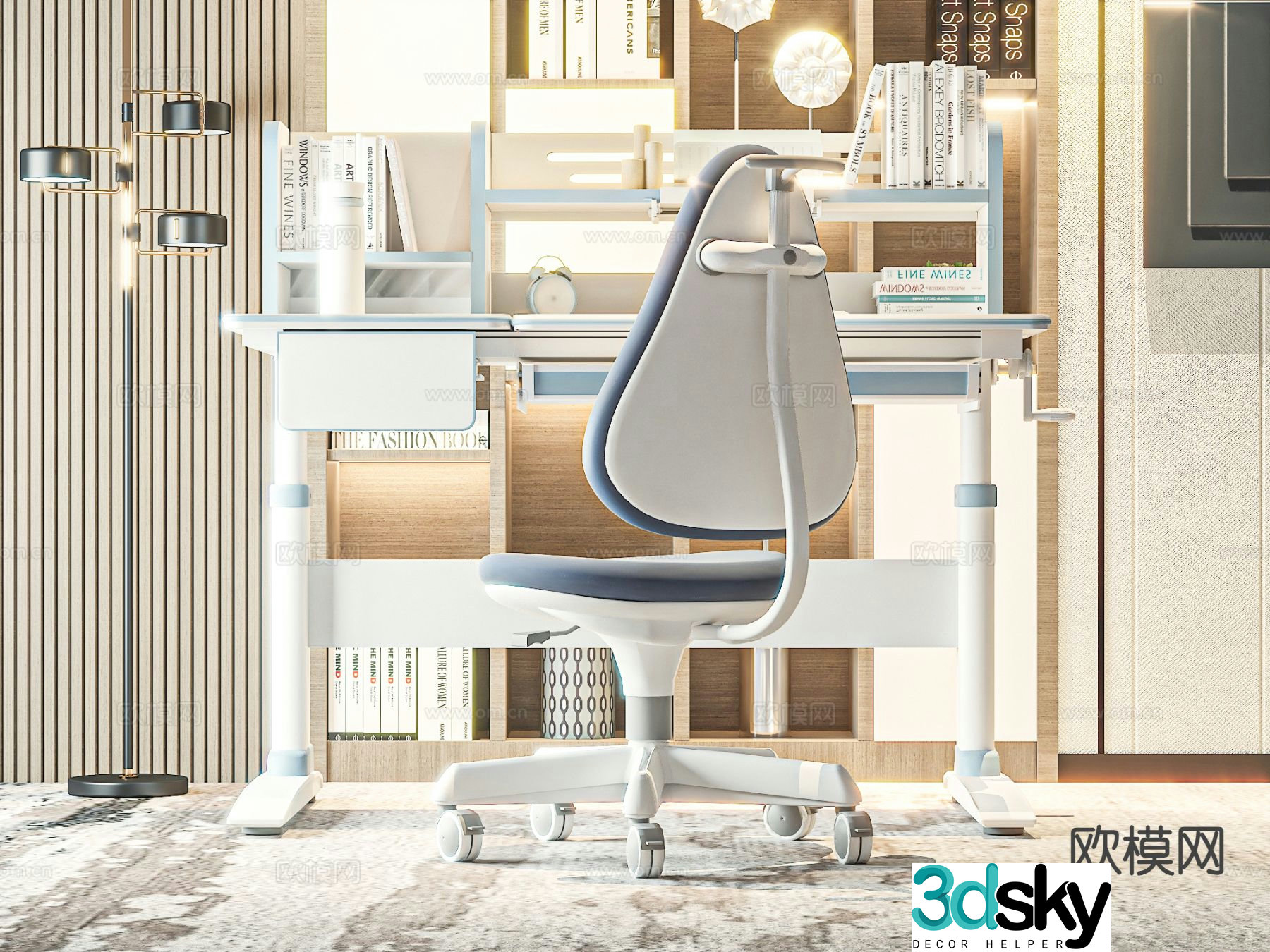 Children’s desk and chair study table 3d model