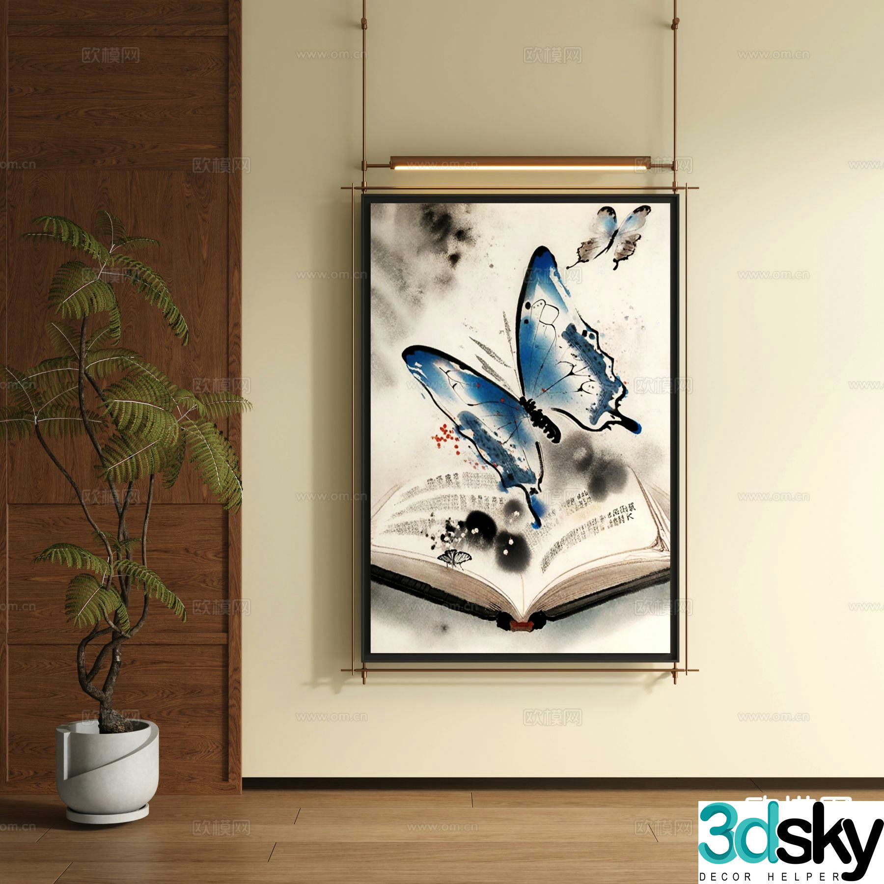 New Chinese style decorative painting art painting hanging painting 3d model