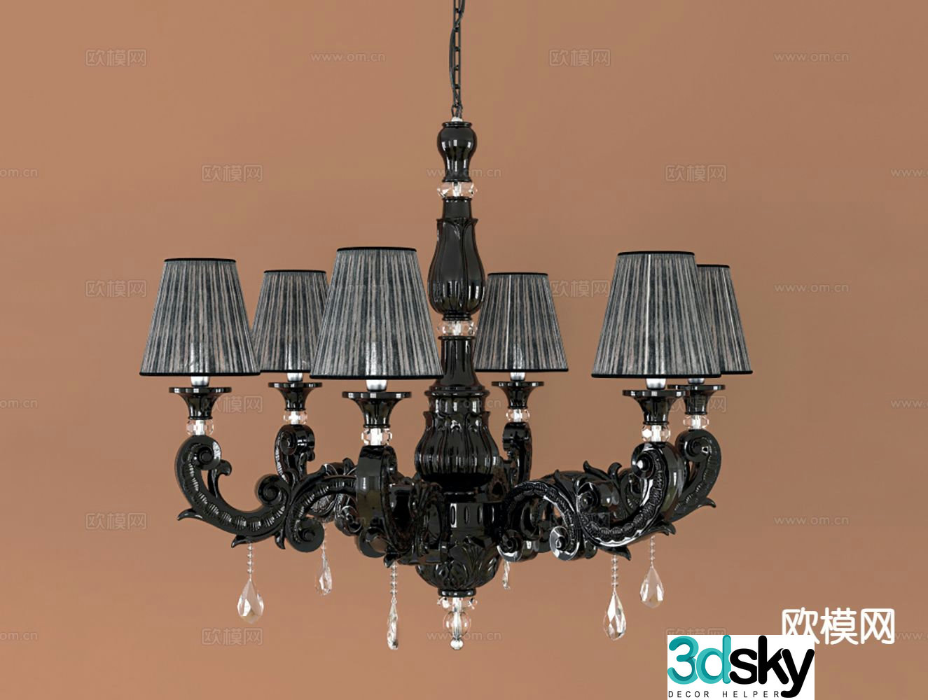 European classical chandelier multi-head chandelier 3D model