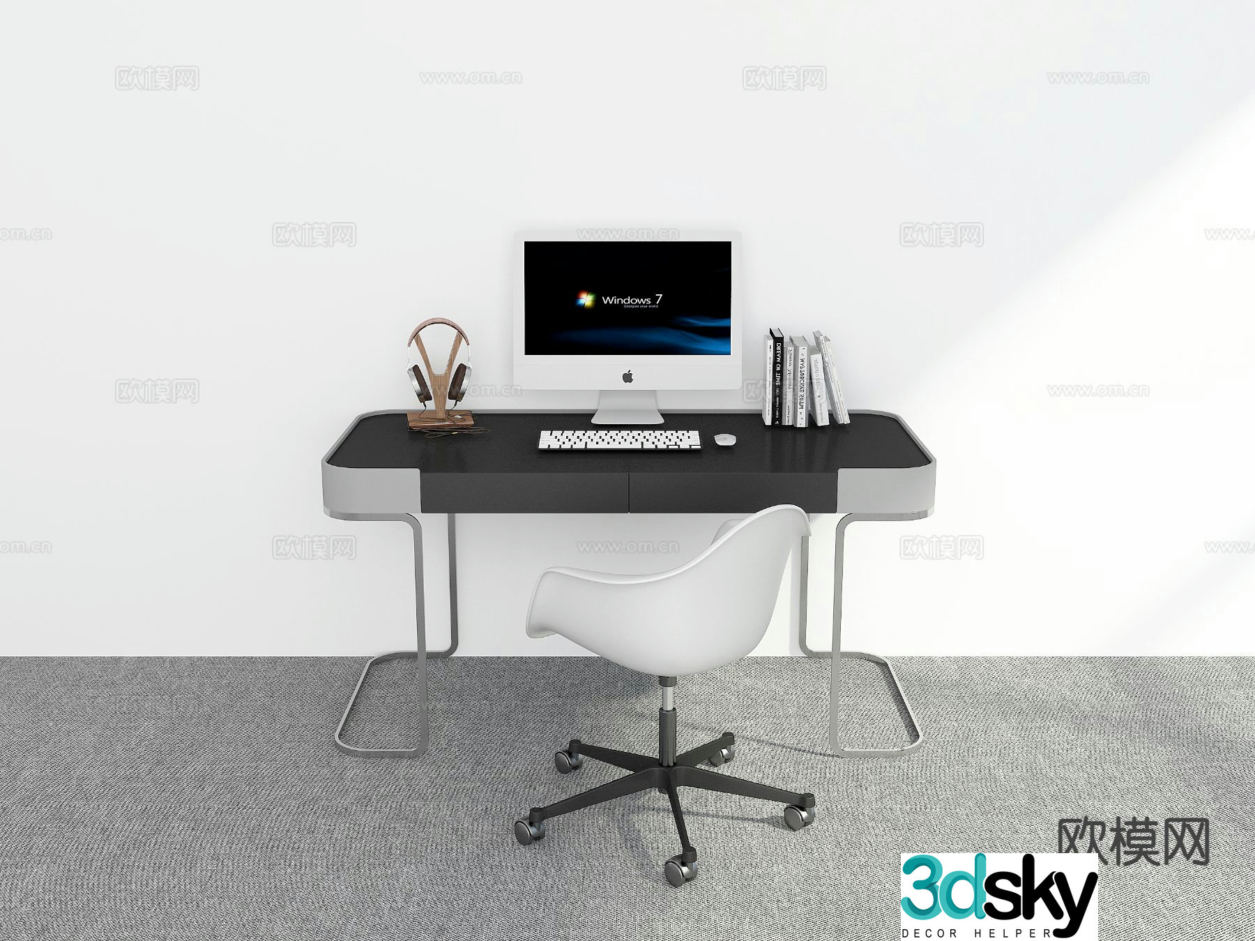 modern desk desk 3d model
