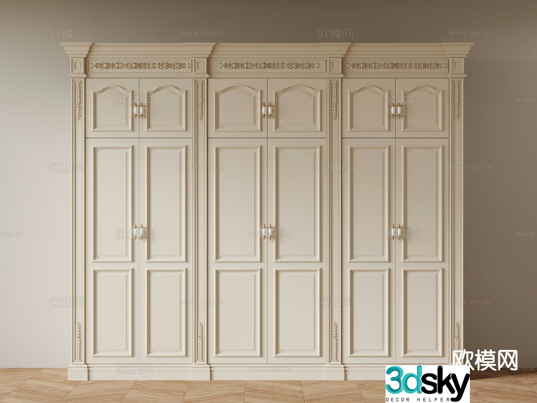 Cream style wardrobe 3d model