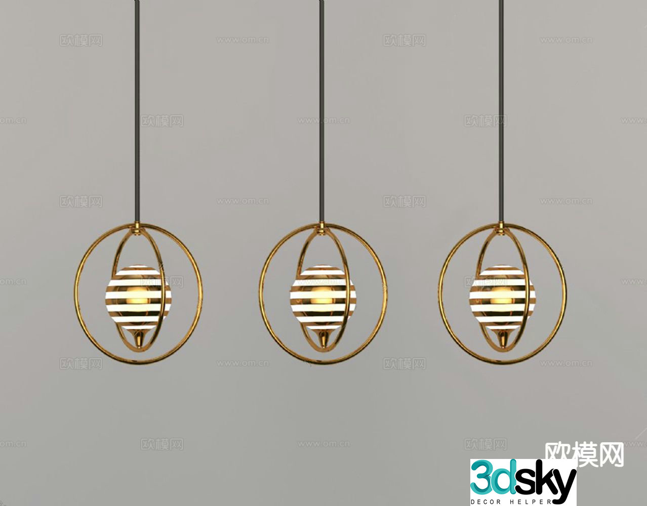 Modern metal chandelier 3d model